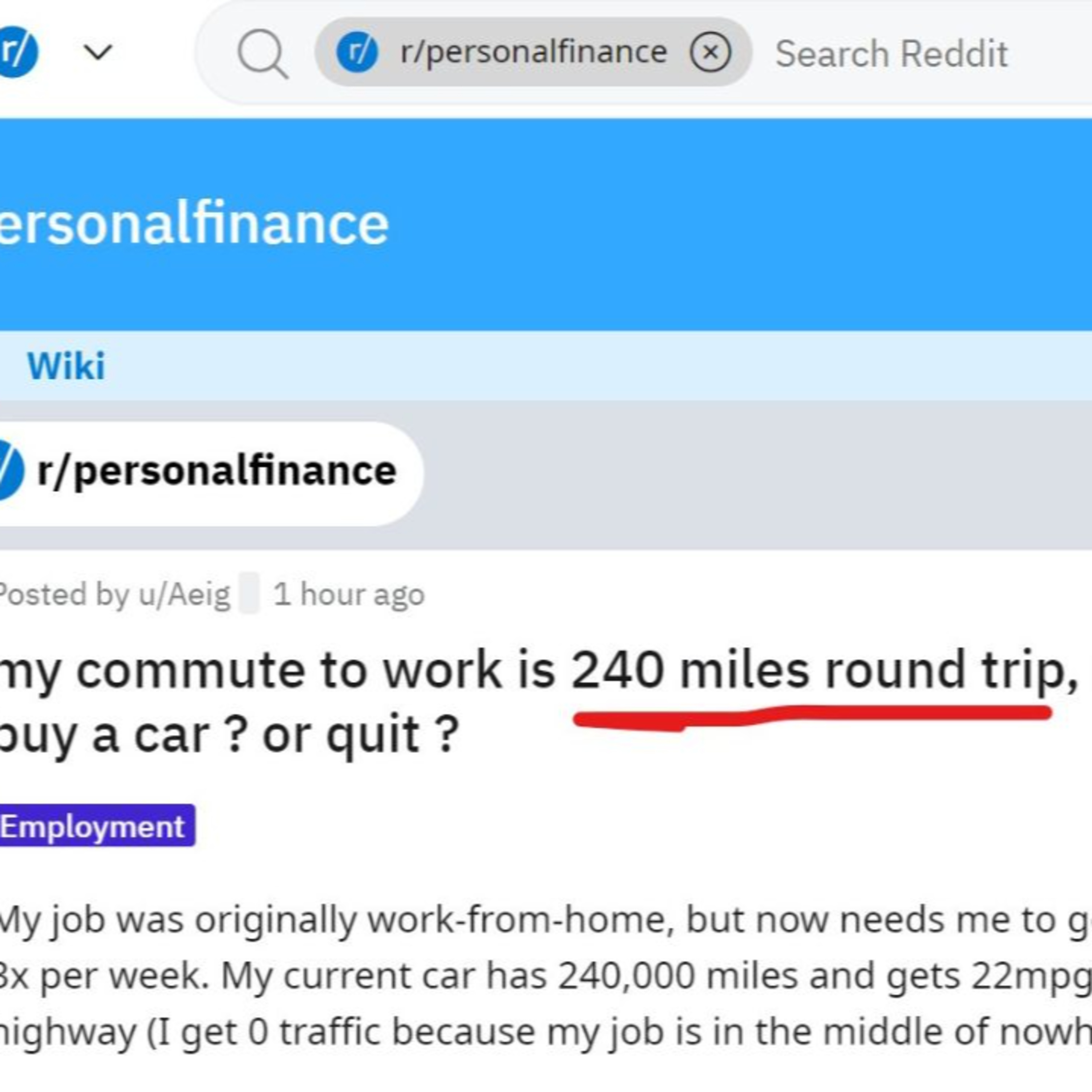 MY COMMUTE IS 240 MILES ROUND TRIP, SHOULD I BUY A CAR episode artwork