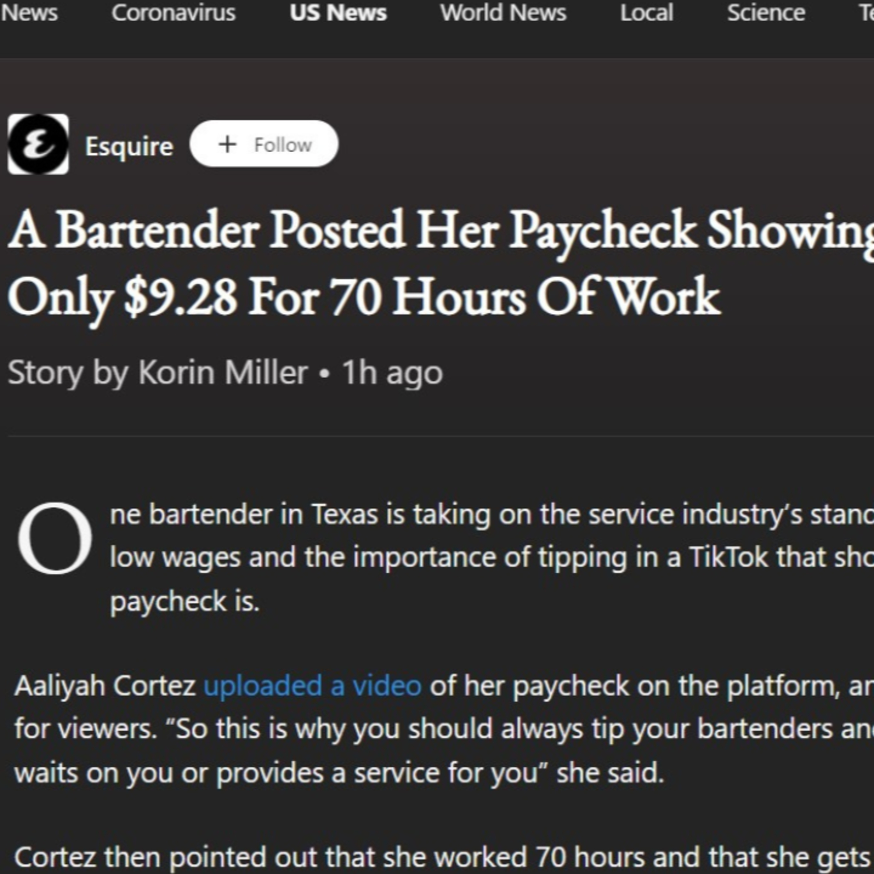 A BARTENDER WAS PAID $9.28 FOR 70 HOURS OF WORK episode artwork