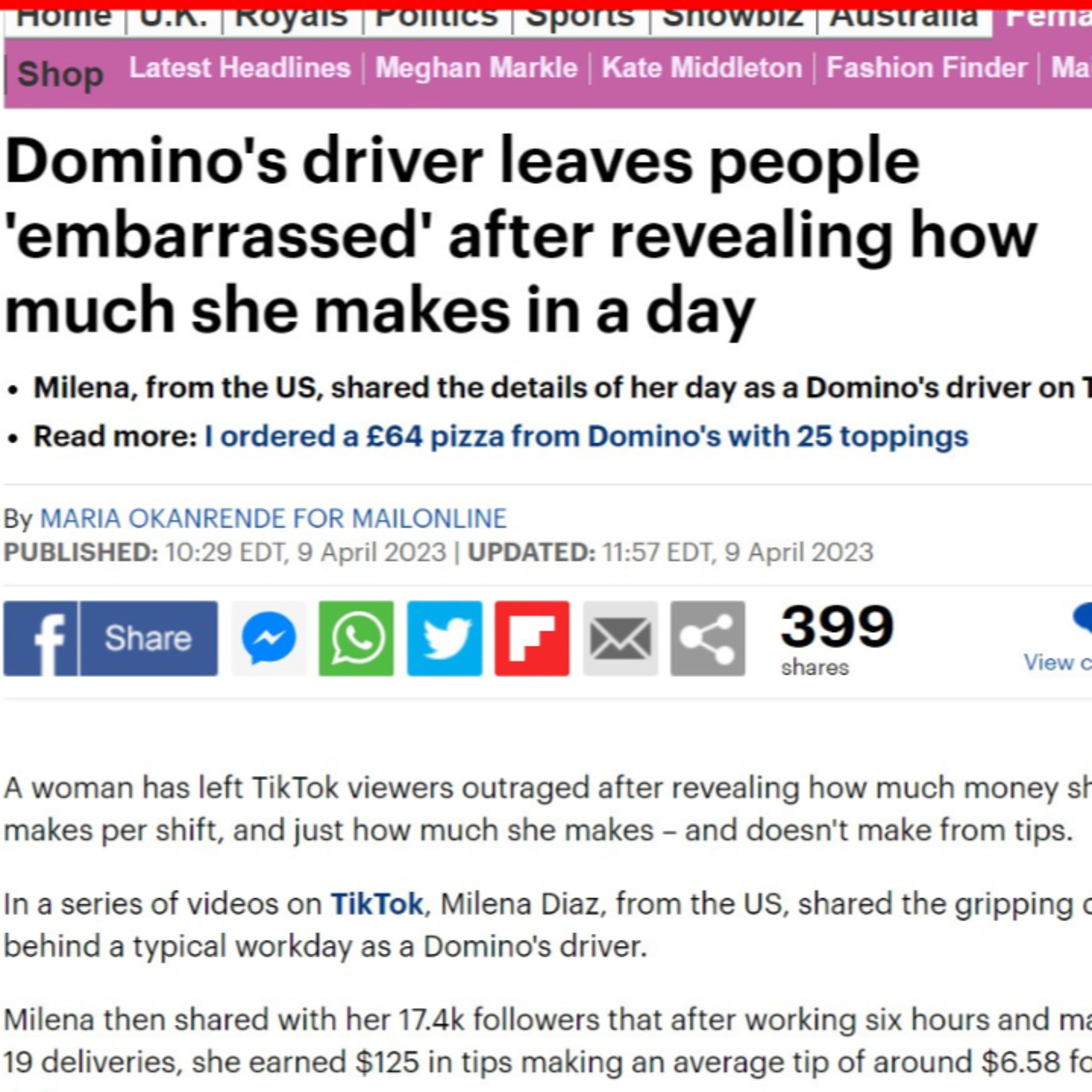 DOMINO'S DRIVERS EXPOSES HOW MUCH MONEY SHE MAKES IN A DAY episode artwork