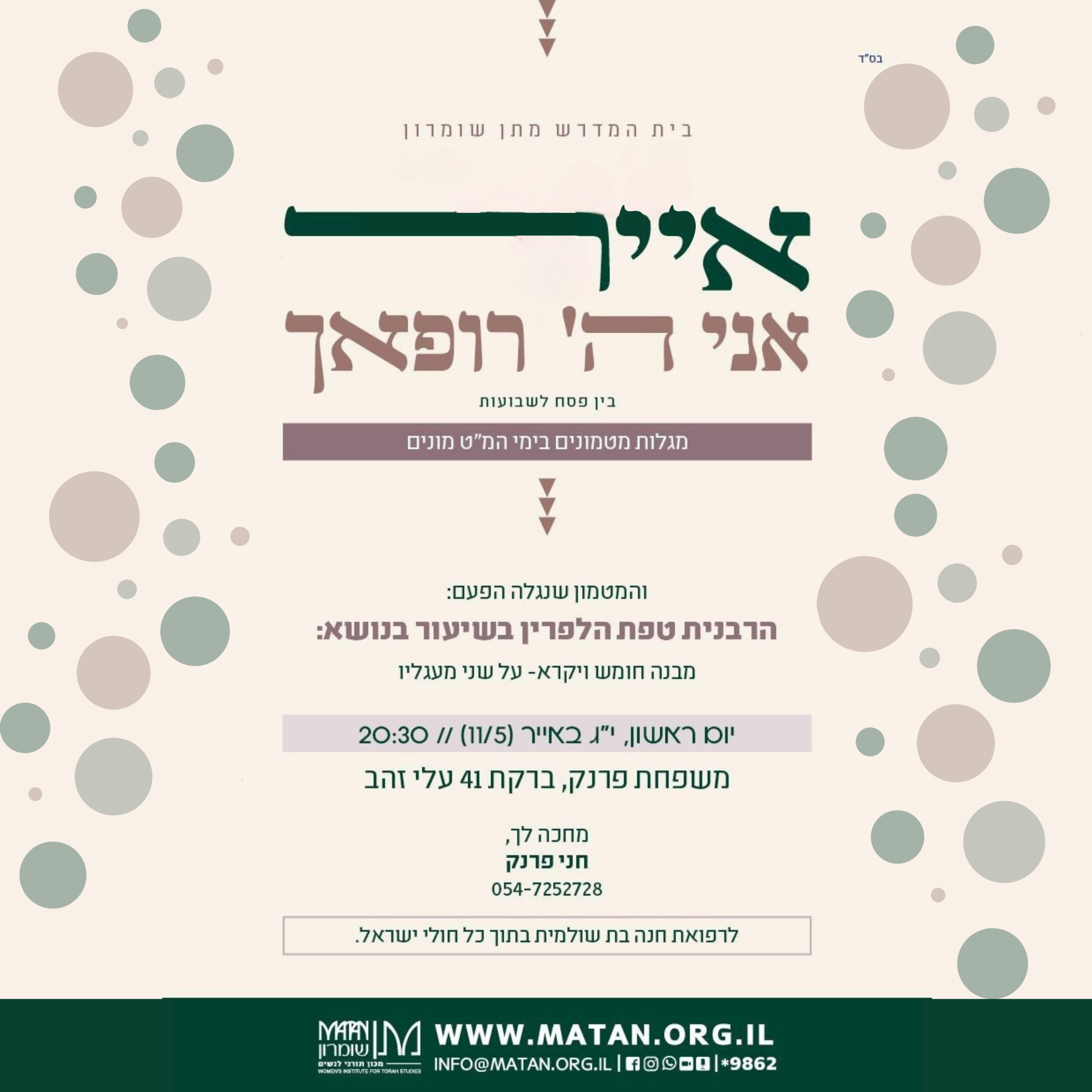 מבנה חומש ויקרא על שני מעגליו | הרבנית טפת הלפרין | י"ד באייר תשפ"ה episode artwork