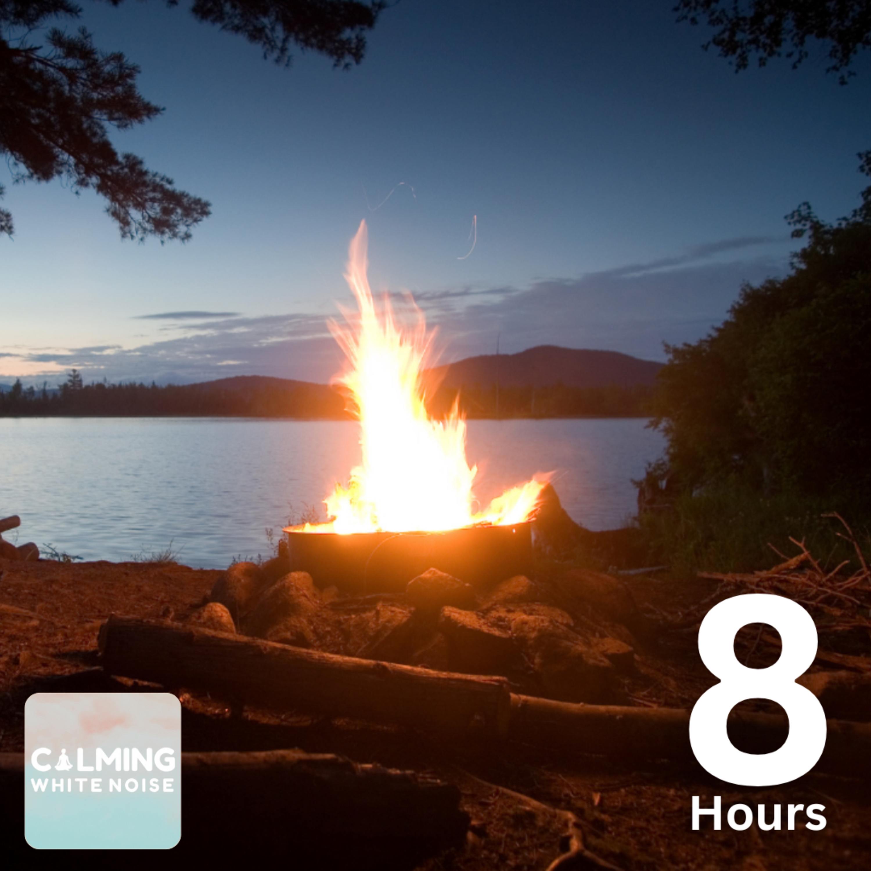 Crackling Mountain Campfire with Relaxing Waterfall | Water and Fire Sounds for Stress Relief