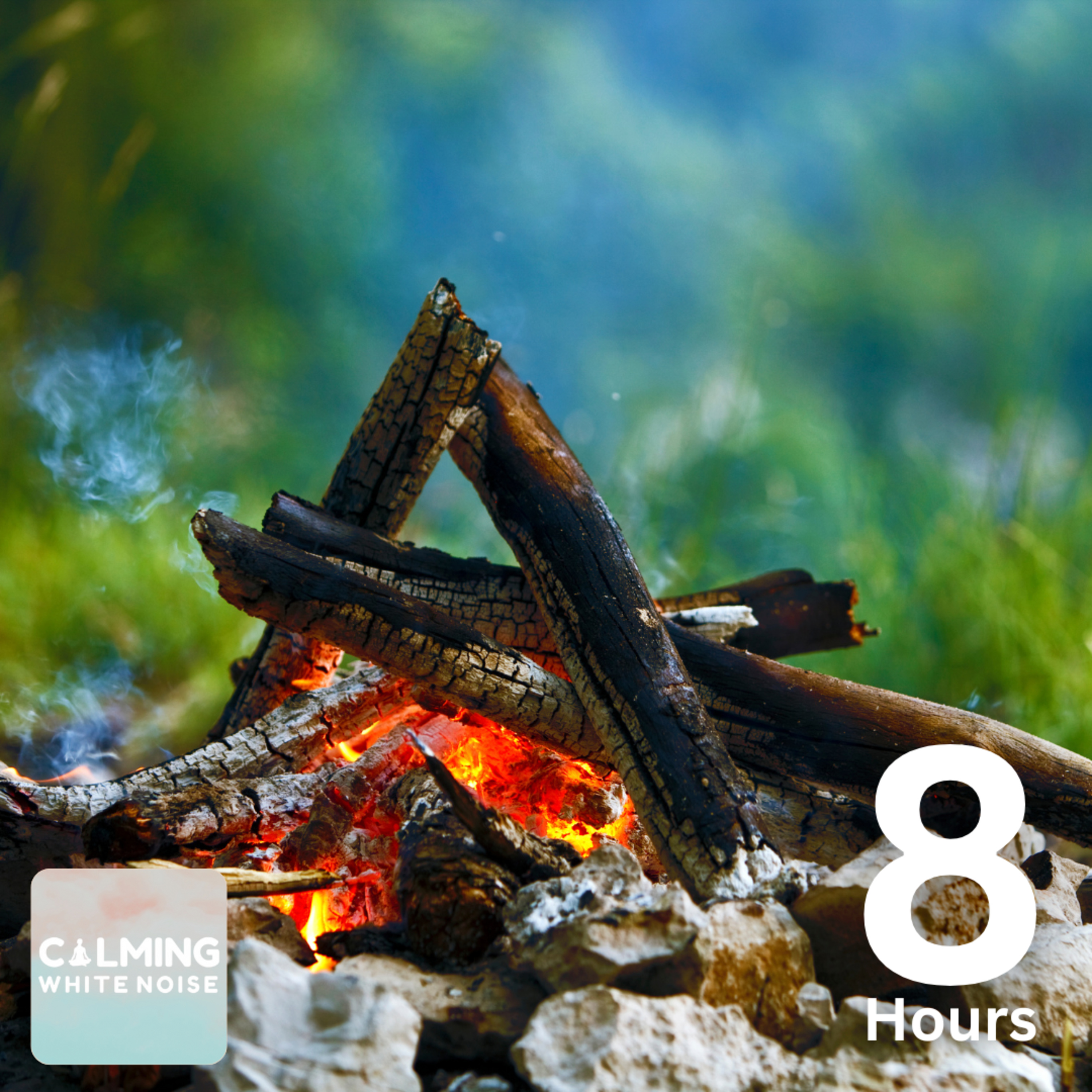 Crackling Campfire with Relaxing Waterfall (8 Hours) | Fire and Water Sounds for Stress Relief episode artwork
