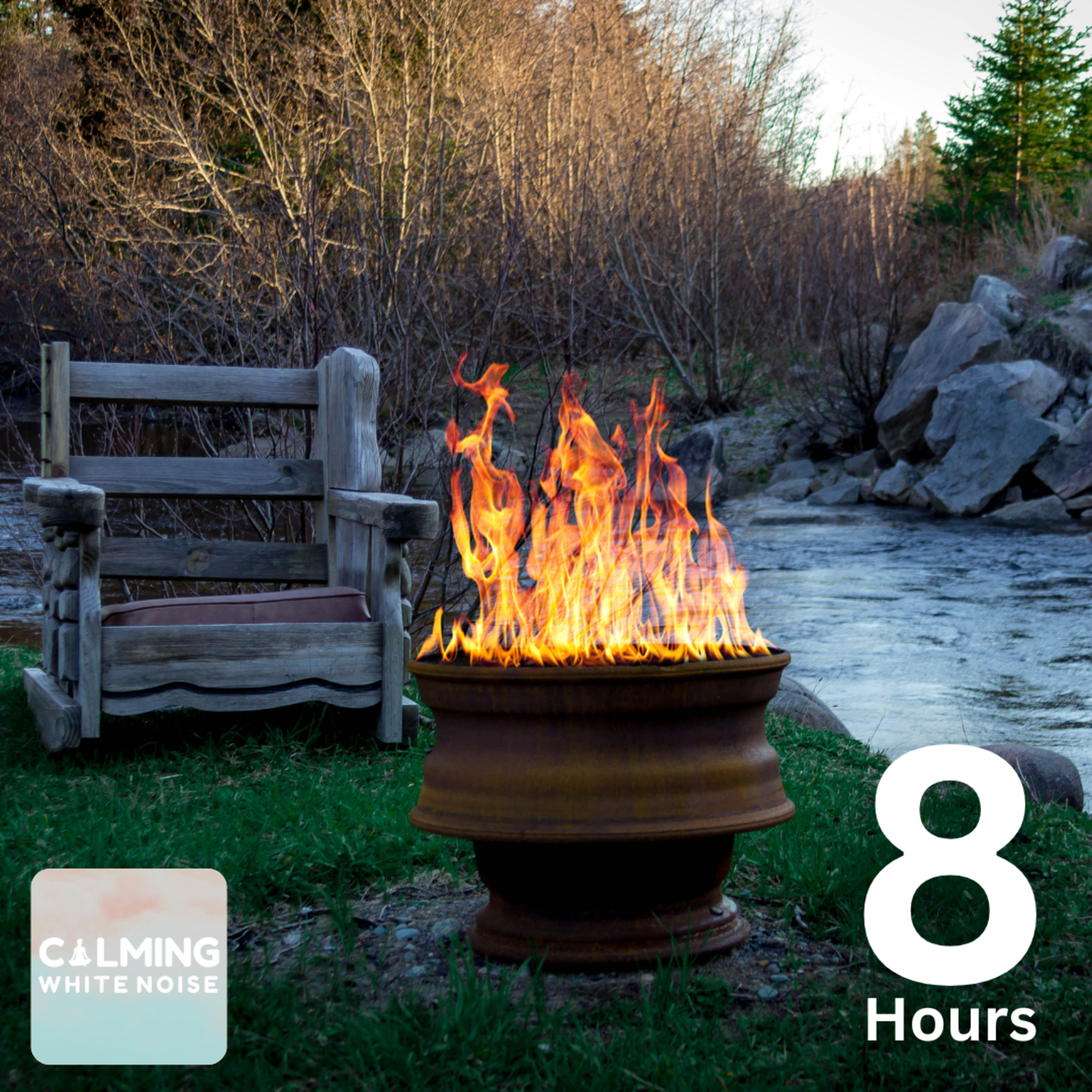 Cozy Campfire near River Ambience (8 Hours) | Fire and Water Sounds for Relaxation episode artwork