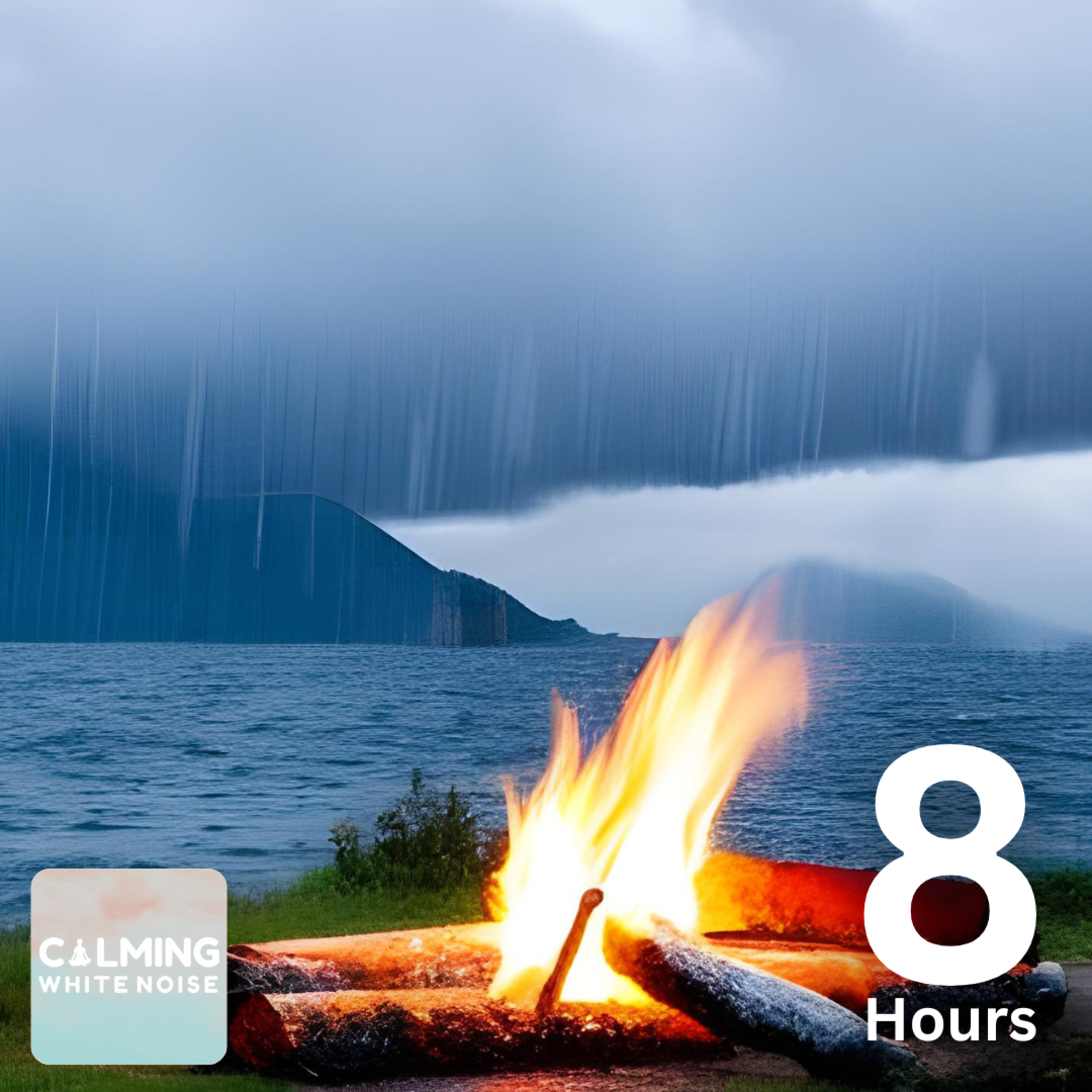 Crackling Fire on a Rainy Night by the Sea (8 Hours) | Rain and Campfire ASMR