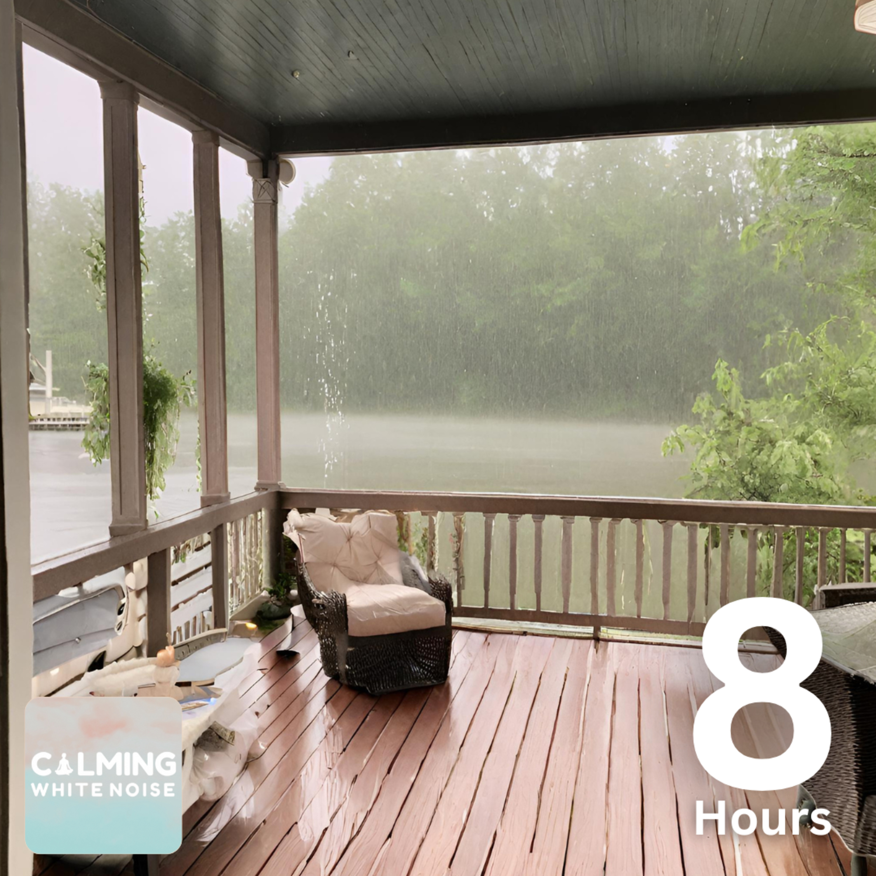 Rainy Morning by the Lake (8 Hours) | Cozy Porch Ambience with Gentle Waves and Rain Sounds episode artwork