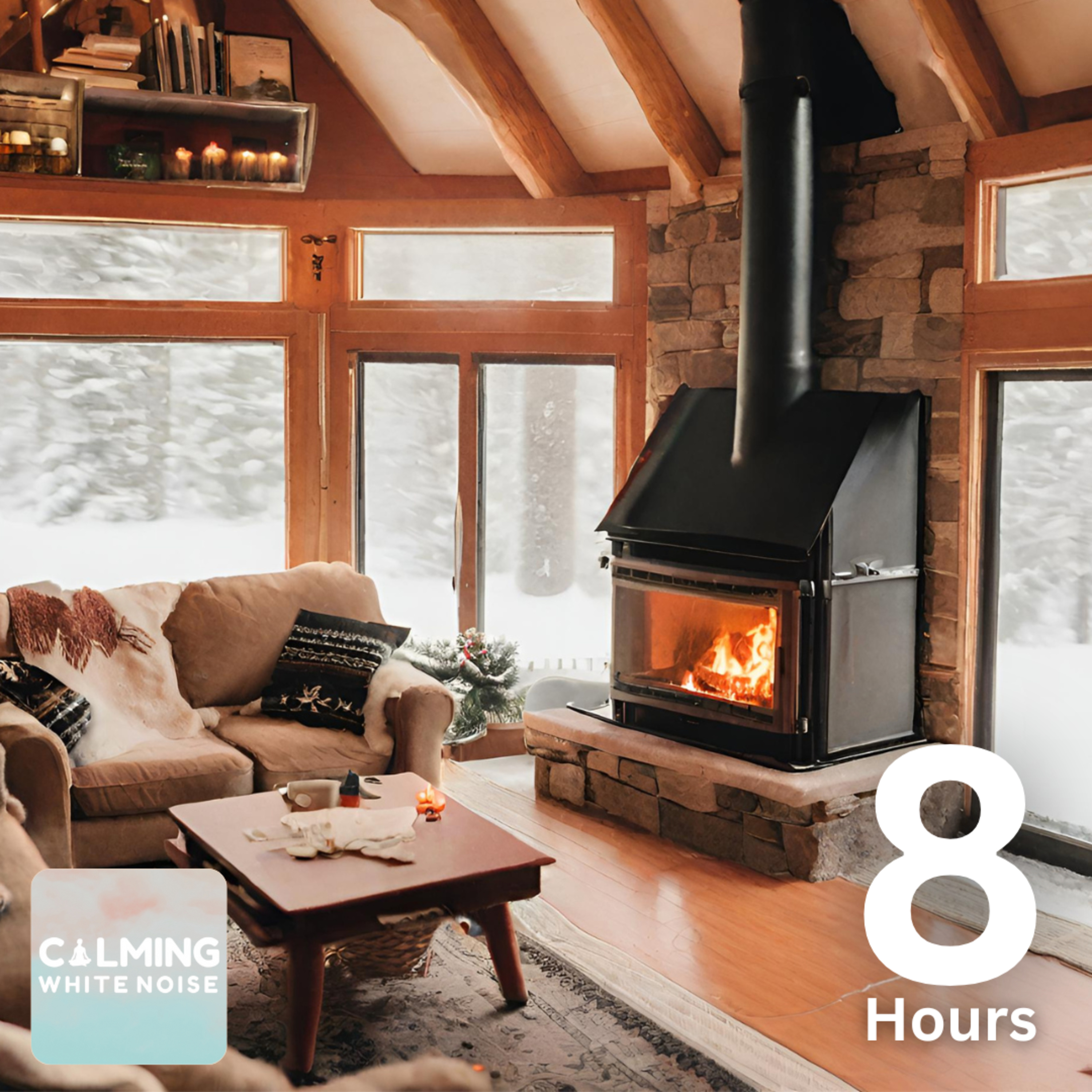 Fall Asleep in a Warm Winter Cabin with a Crackling Fireplace & Wind Sounds (8 Hours) episode artwork