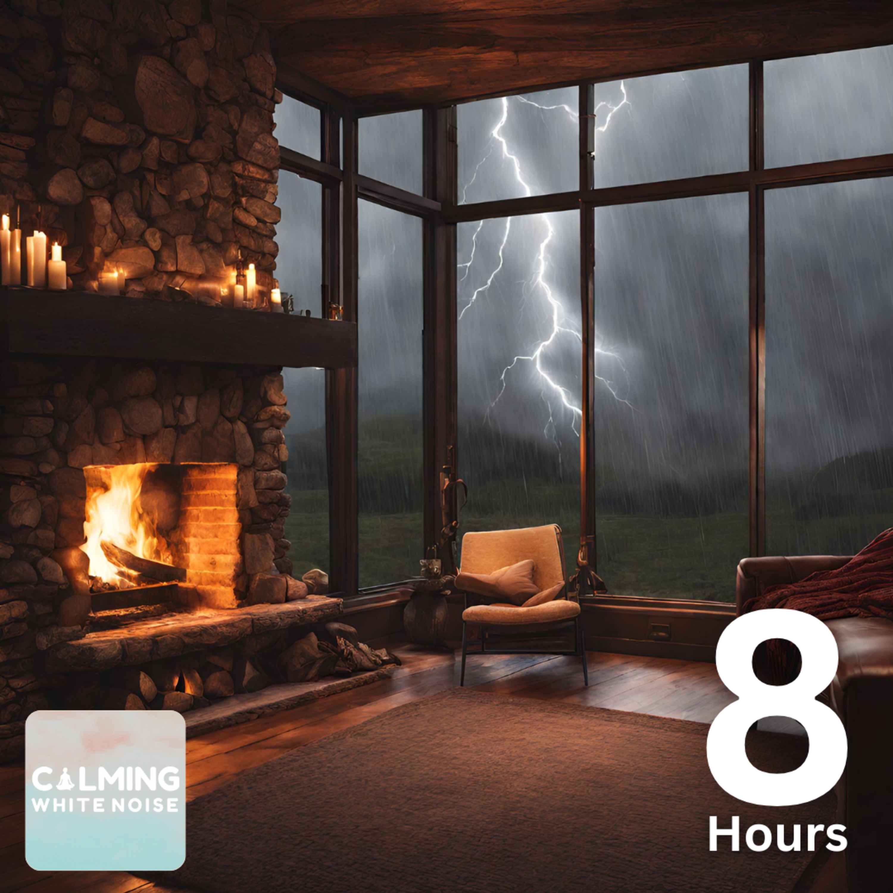 Thunderstorm and Fireplace Sounds for Cozy Nights (8 Hours)