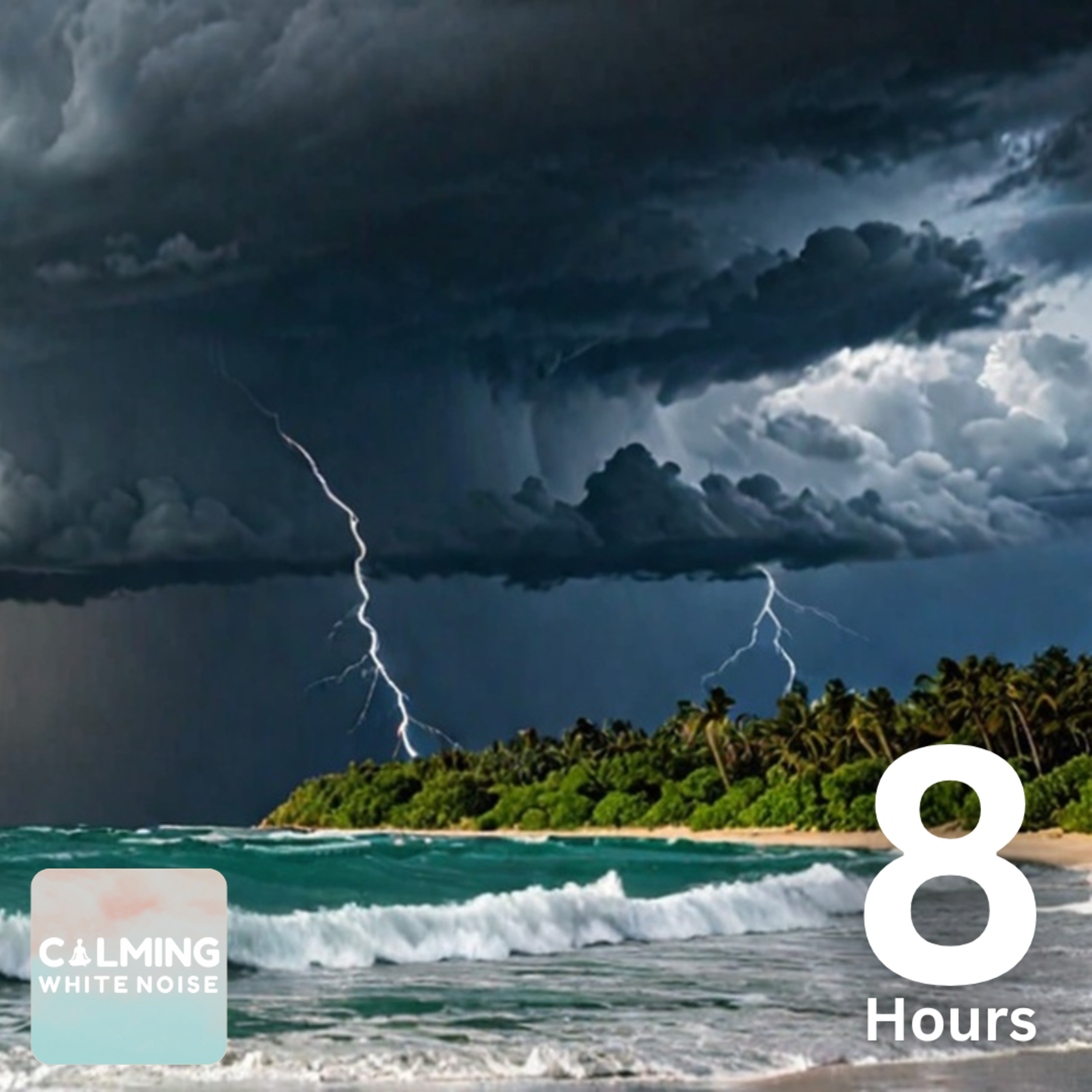 Stormy Island Beach with Thunderstorm Sounds (8 Hours) | Relaxing Waves and Rain episode artwork