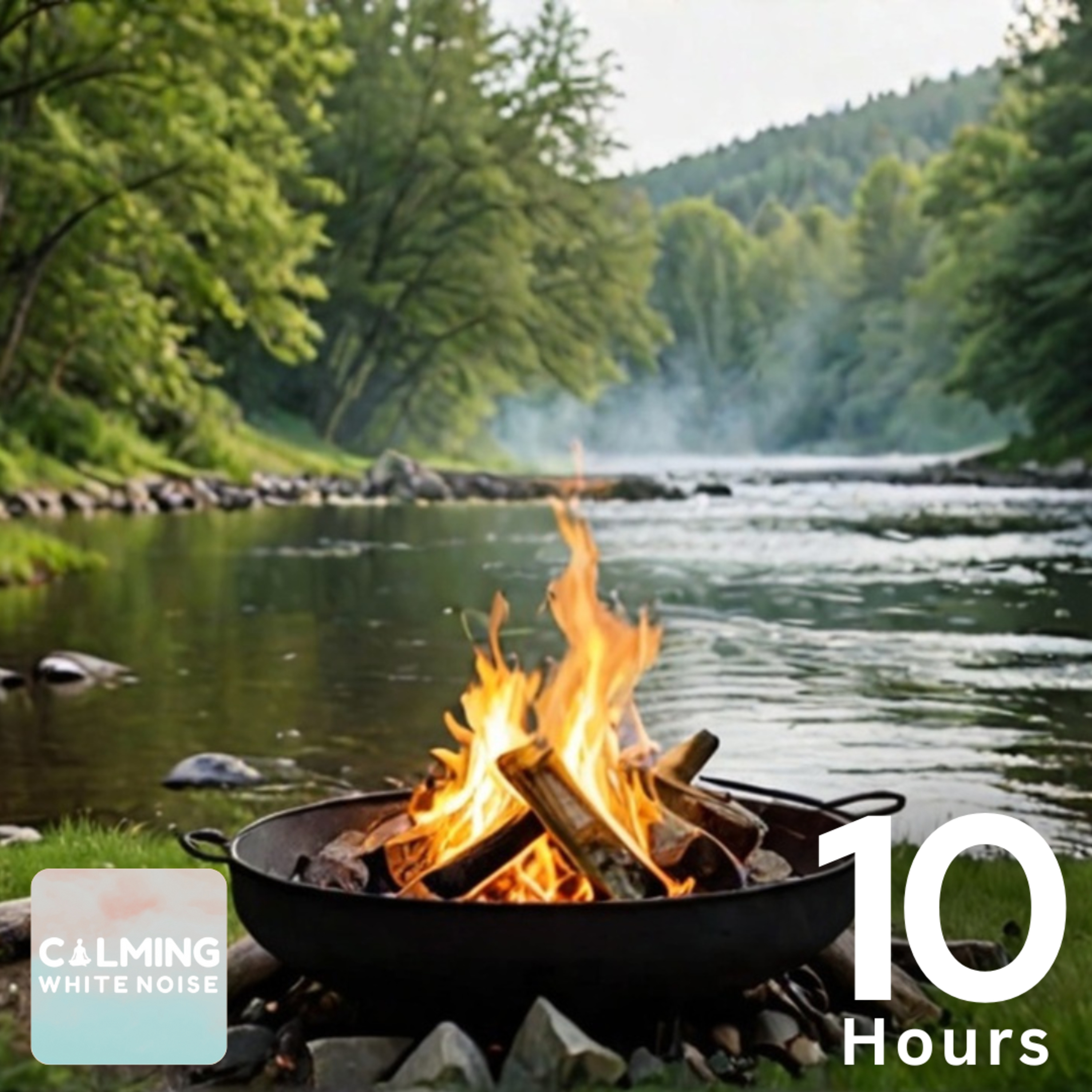 Cozy Campfire by a Stream (10 Hours) | Soothing White Noise for Sleep episode artwork