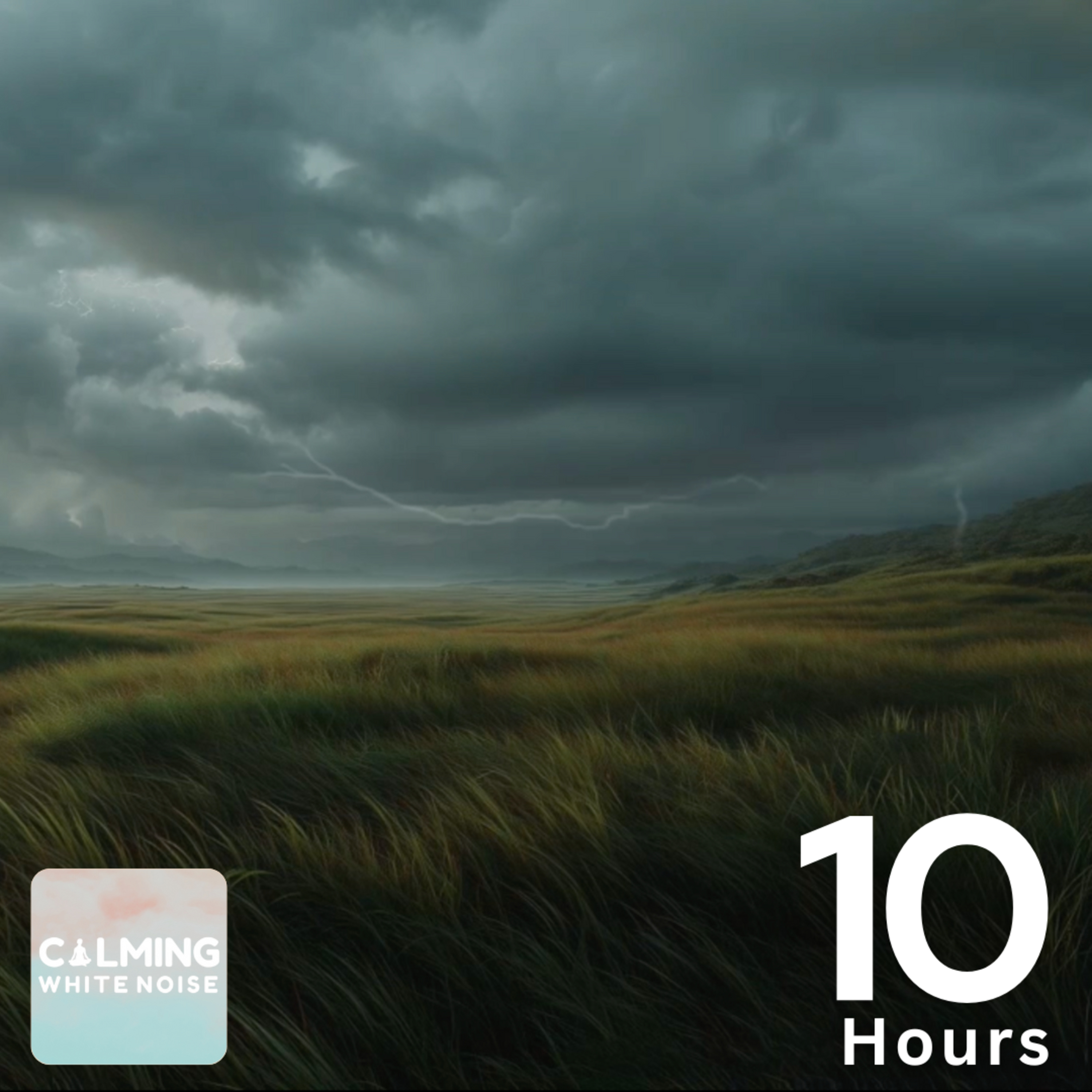 Stormy Meadow White Noise with Distant Thunder & Birds (10 Hours) | Nature Sounds for Sleep or Focus