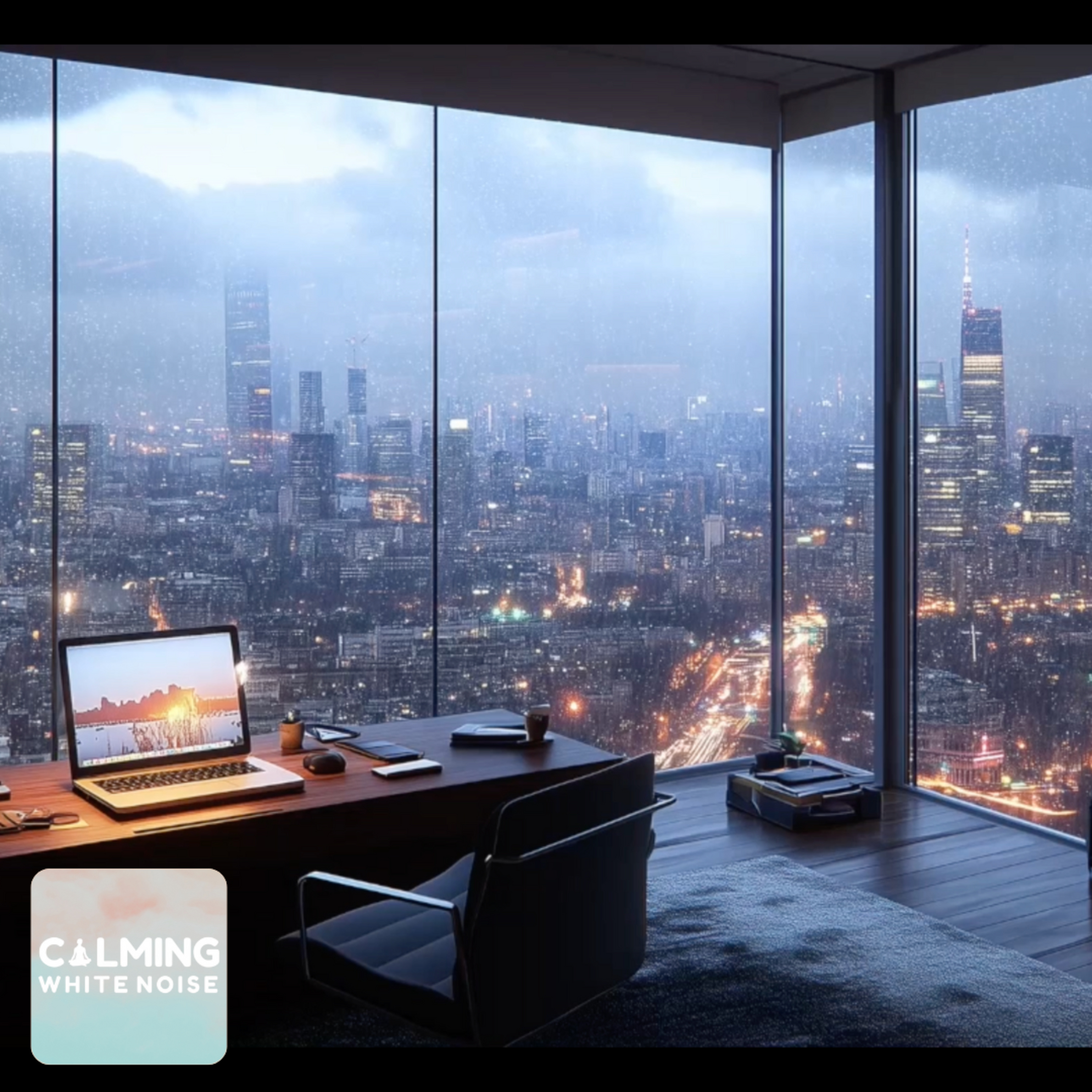 Heavy Rain & Rolling Thunder Over the City at Night | White Noise for Sleep or Focus