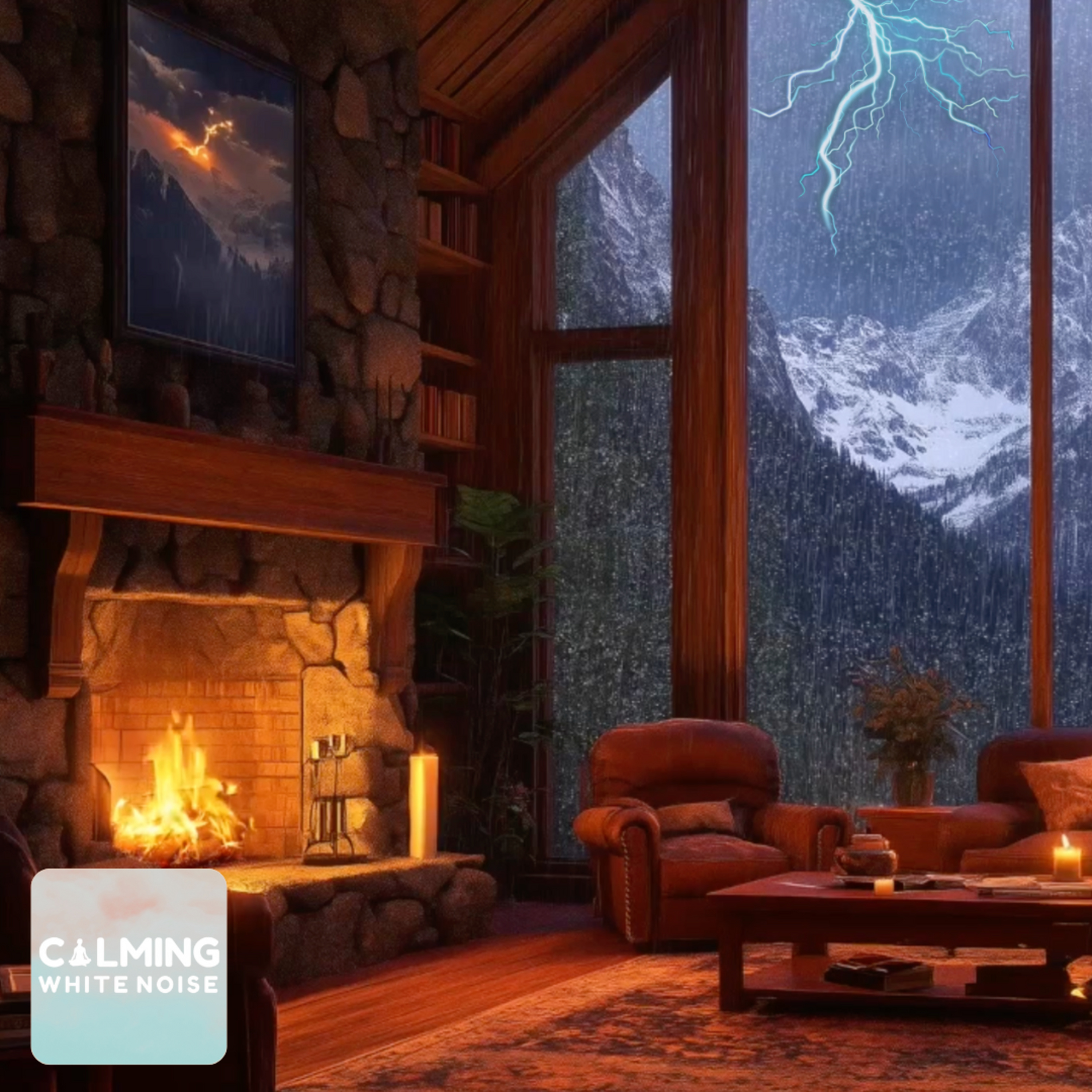 Cozy Rain and Thunder with Crackling Fireplace Sounds for Sleep, Relaxation, & Stress Relief