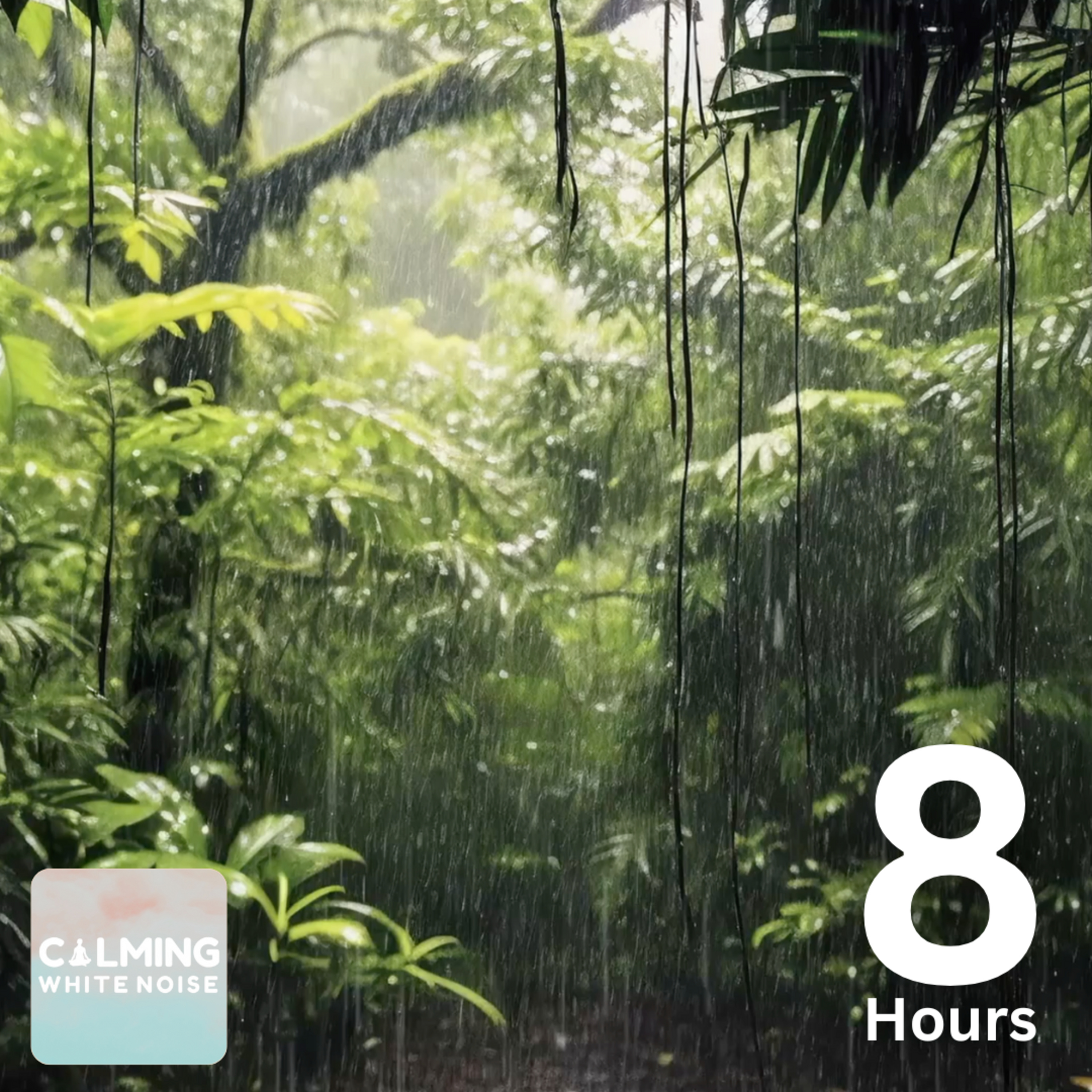 Steady Tropical Rainfall in a Lush Forest | White Noise for Stress & Insomnia Relief