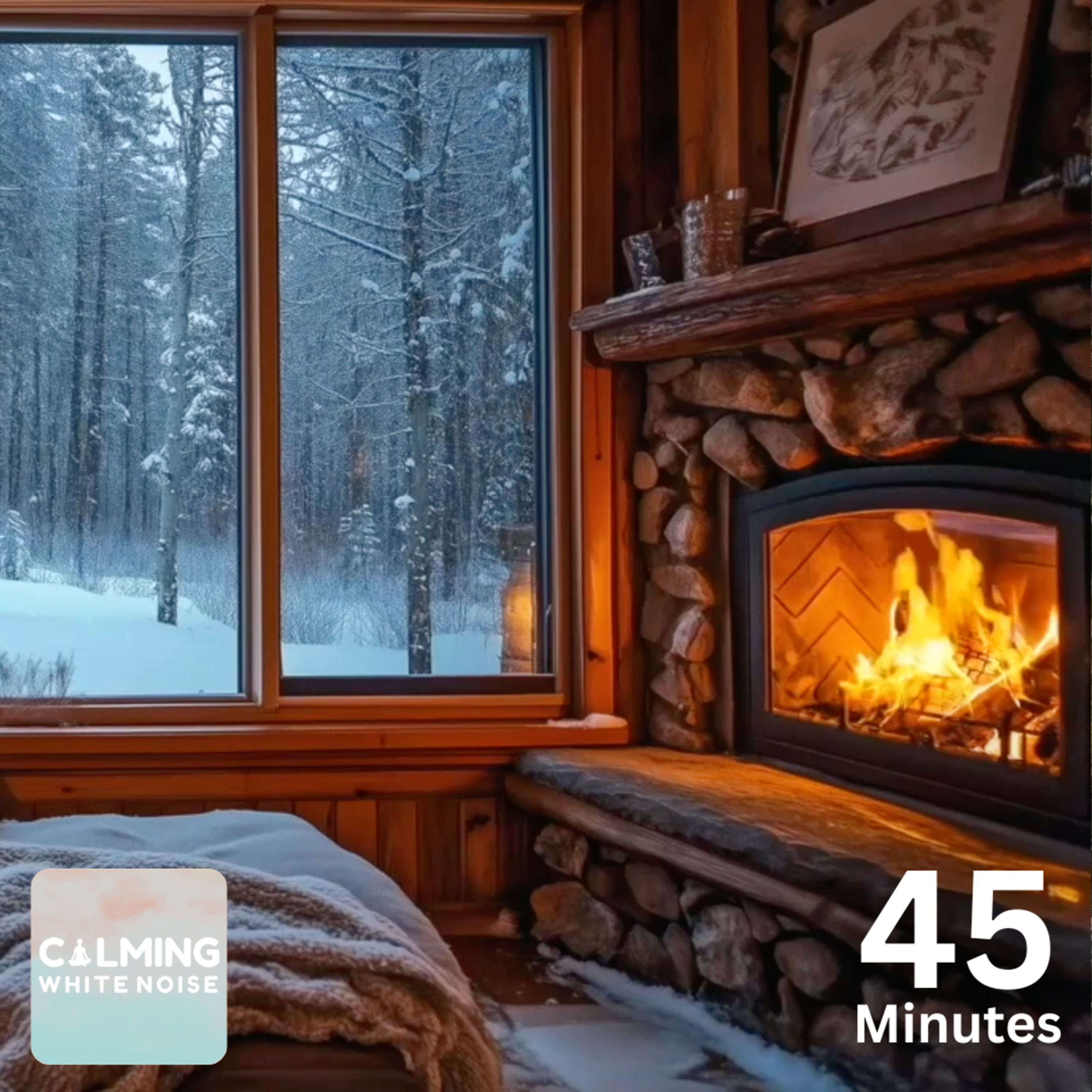 Snowstorm In The Forest With Crackling Fire Sounds for Relaxation