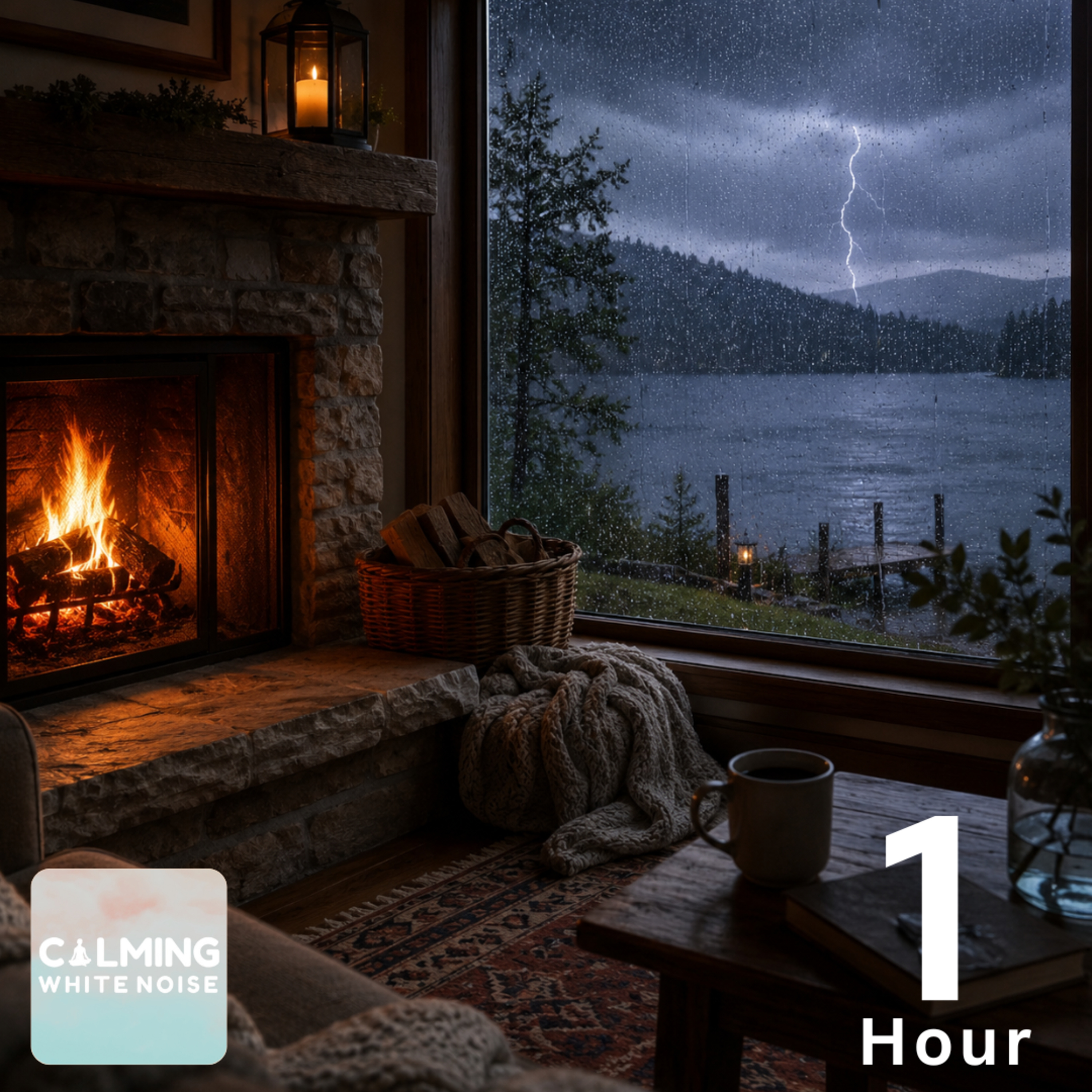 🔥🌧️ Cozy Rain and Fireplace Sounds with Soft Thunder