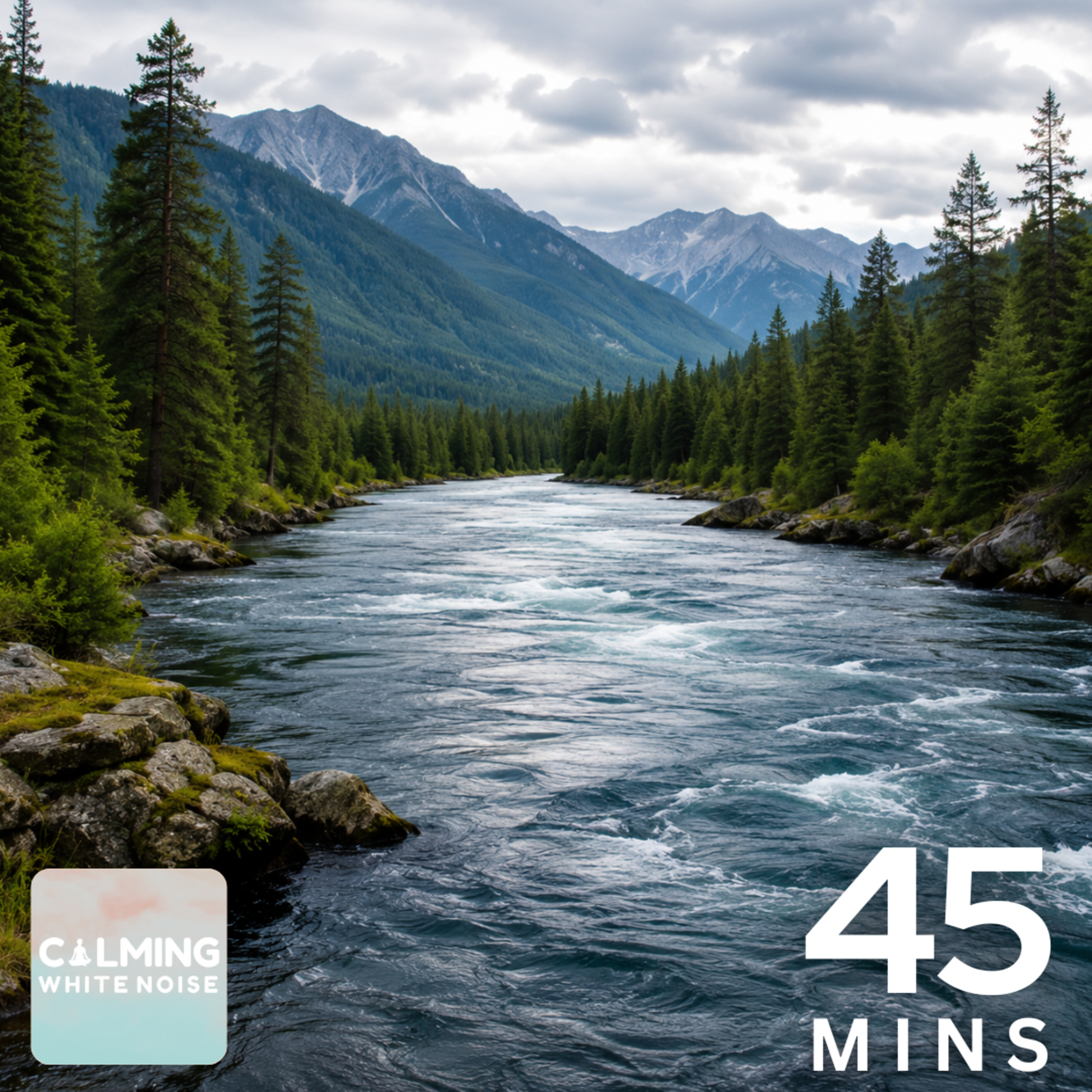 Flowing River Sounds for Sound Masking | 45 Minute Water Noise