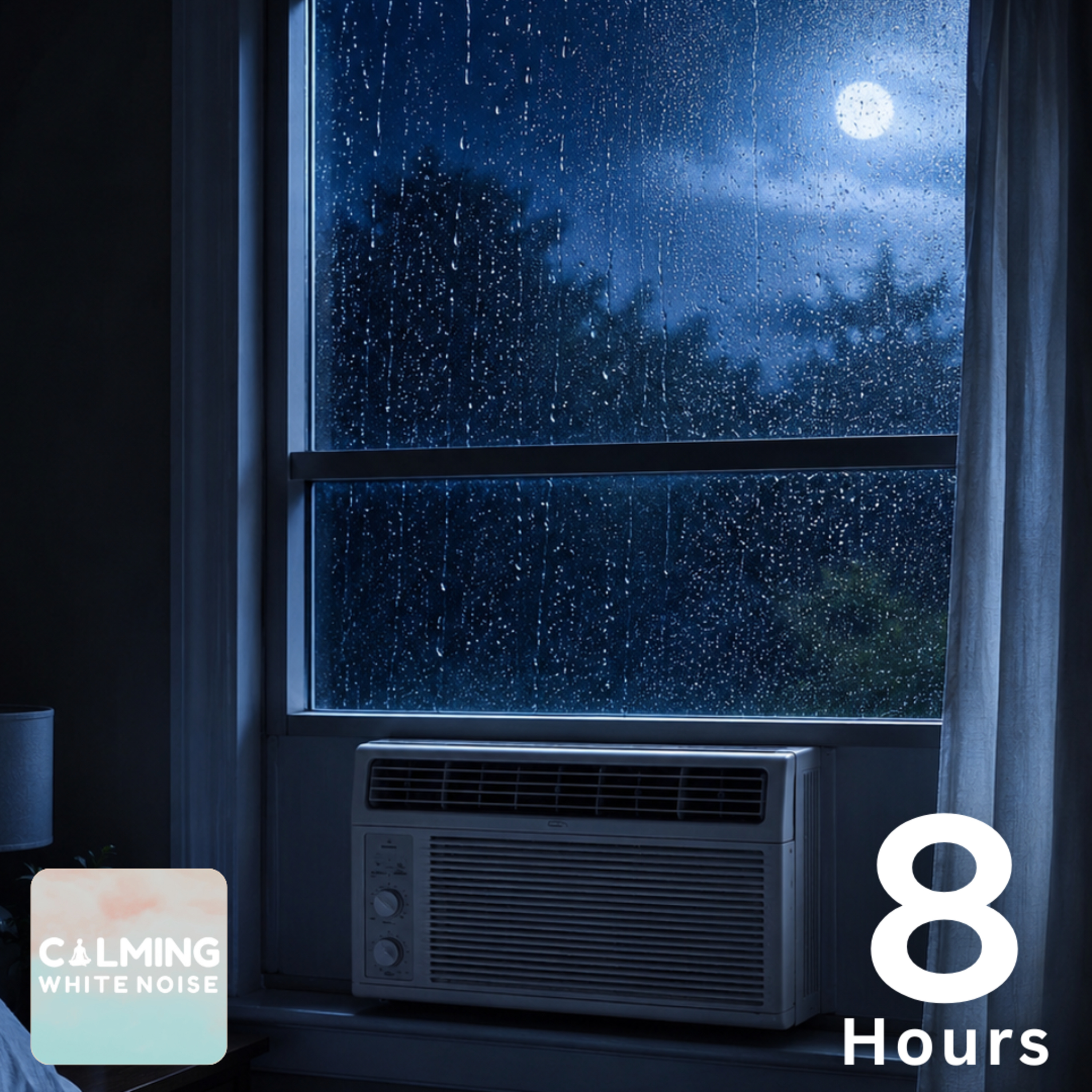 Air Conditioner Sounds with Gentle Rain | 8 Hour White Noise