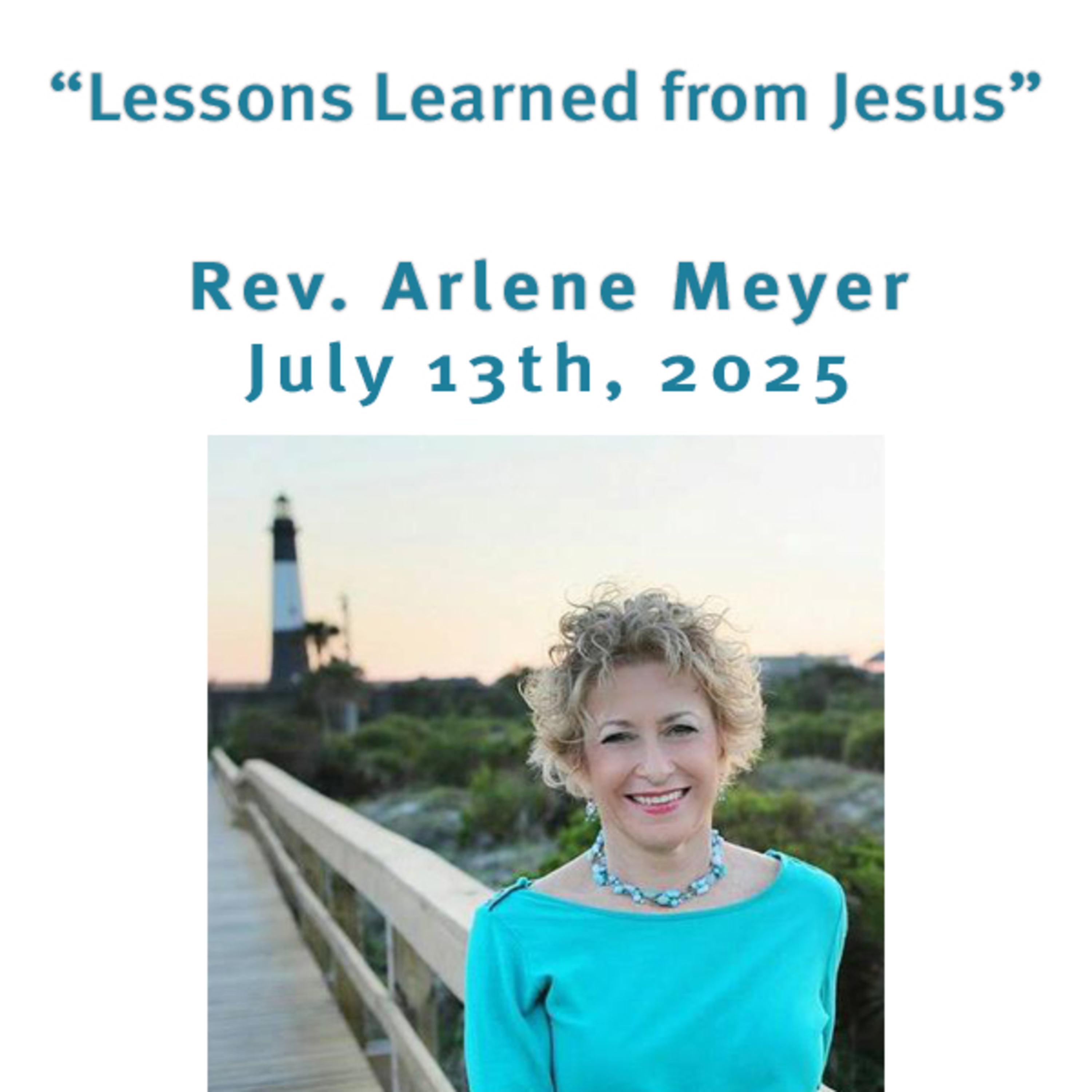 "Lessons Learned from Jesus" Rev. Arlene Meyer @ Unity Center of Norwalk, CT (7/13/25) episode artwork