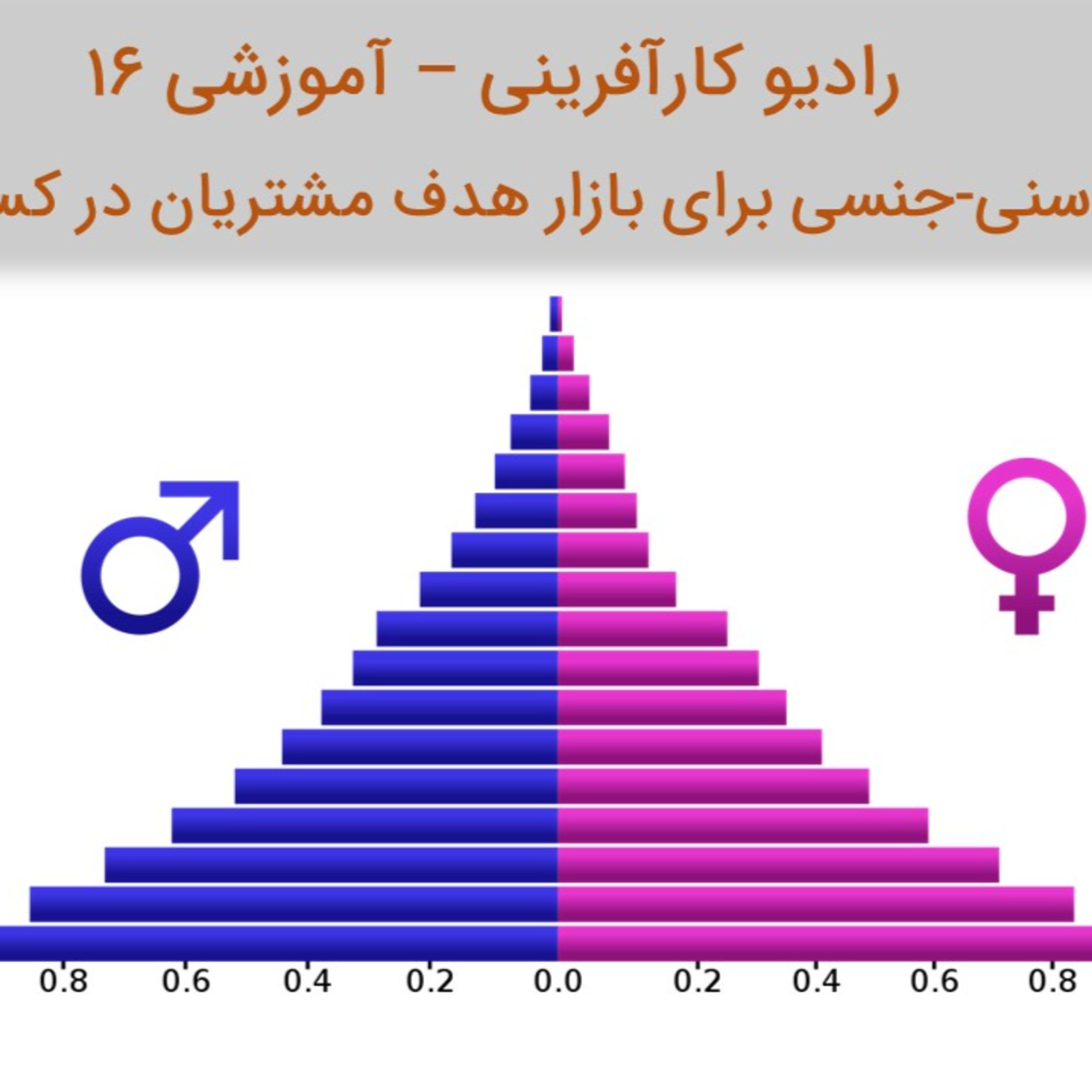 کاور رادیو کارآفرینی آموزشی 16 - هرم سنی-جنسی در تعیین بازار هدف مشتریان