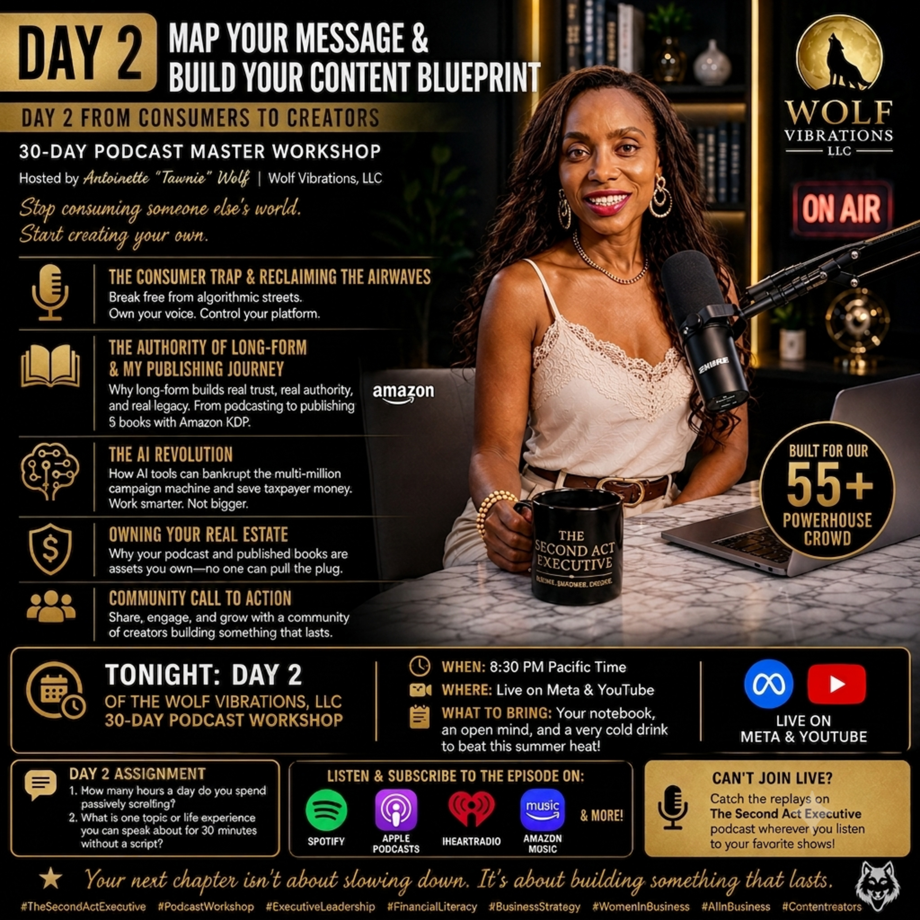 STOP renting space on social media algorithms. It’s your time to own your real estate. Welcome to Day 3 of the Wolf Vibrations, LLC 30-Day Podcast Workshop! 🐺✨ episode artwork