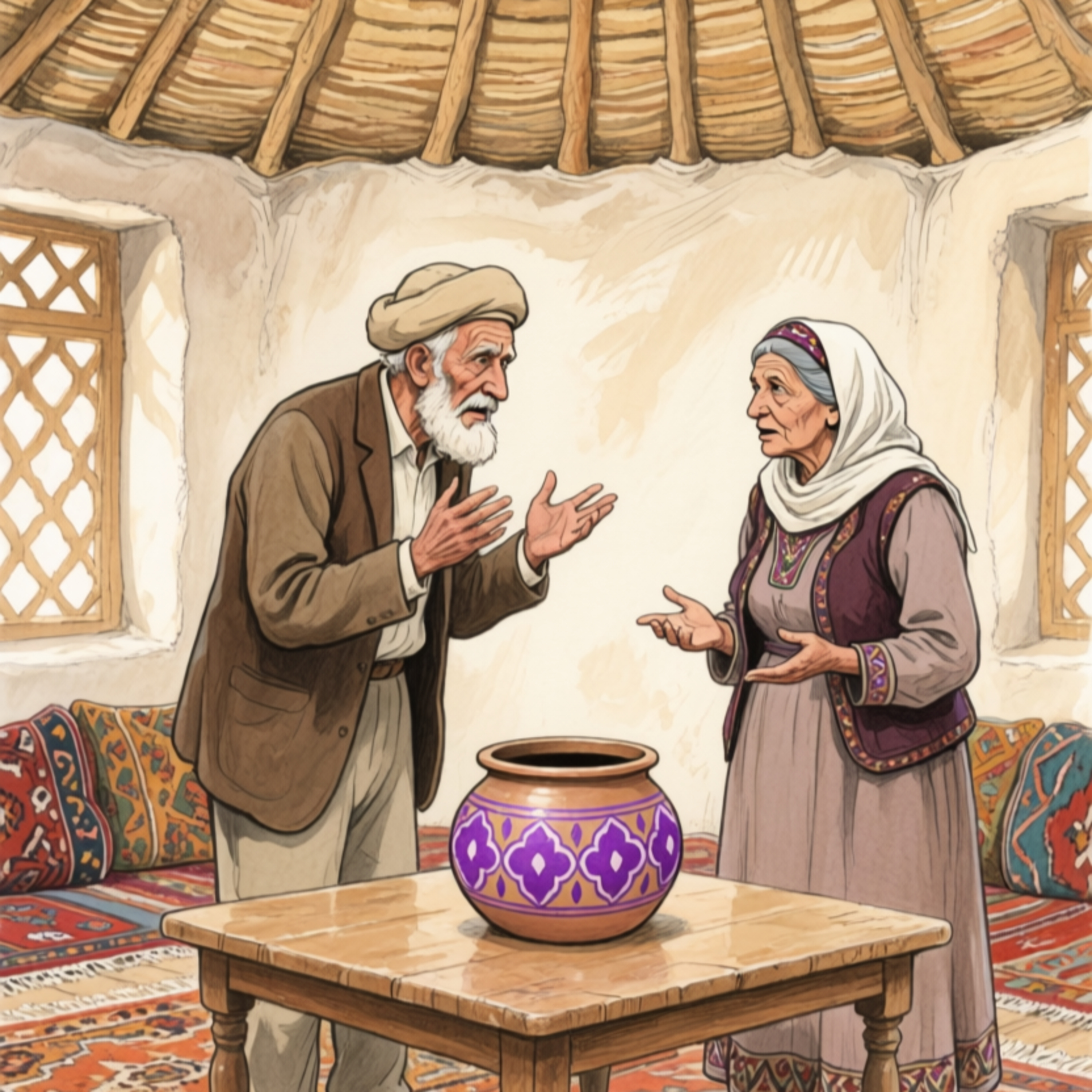 Skrivnost uzbeškega lončka in poskakujoča gorjača, zataknjena pravljica