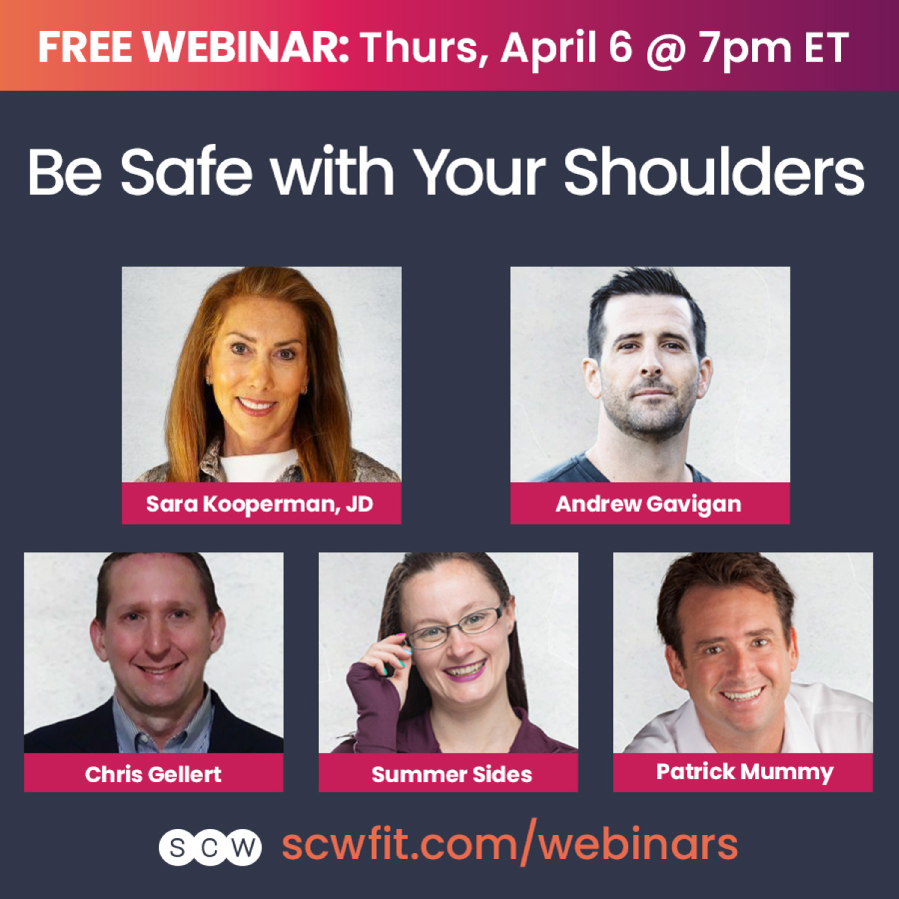 BE SAFE WITH YOUR SHOULDERS with Sara Kooperman, JD, Chris Gellert, Summer Sides, MS Patrick Mummy & Andrew Gavigan  episode artwork
