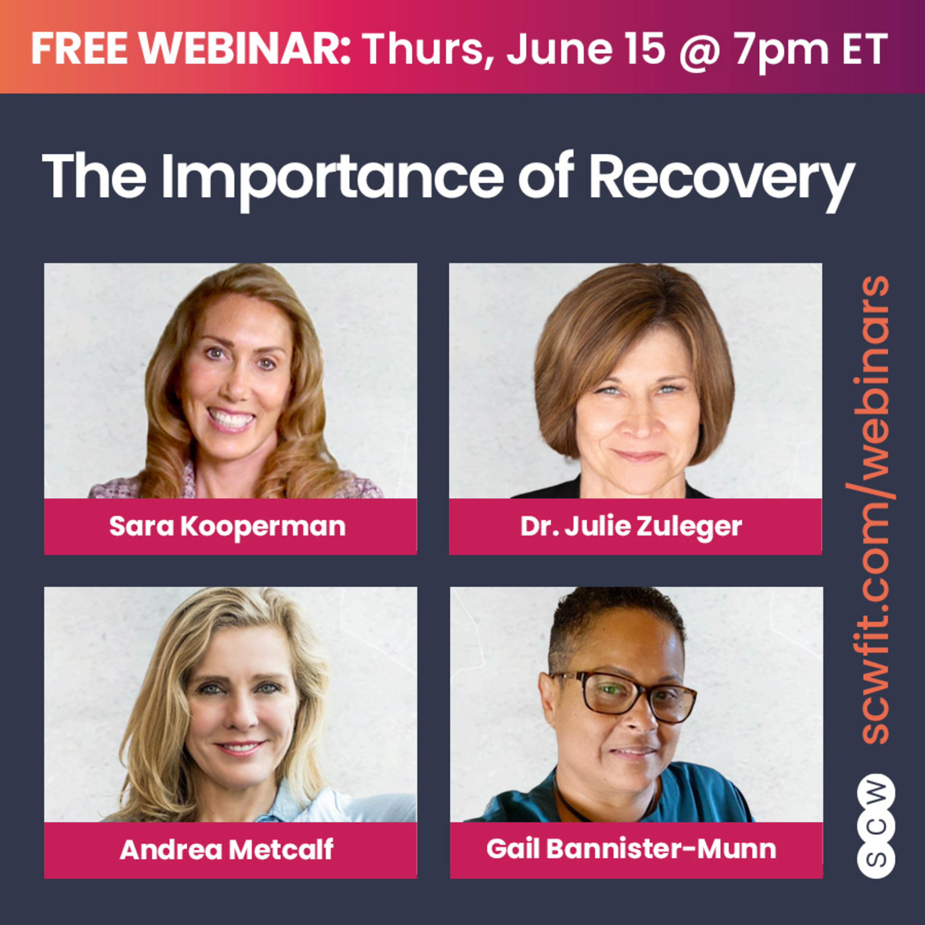 THE IMPORTANCE OF RECOVERY with Sara Kooperman, Dr. Julie Zuleger, Andrea Metcalf & Gail Bannister-Munn episode artwork