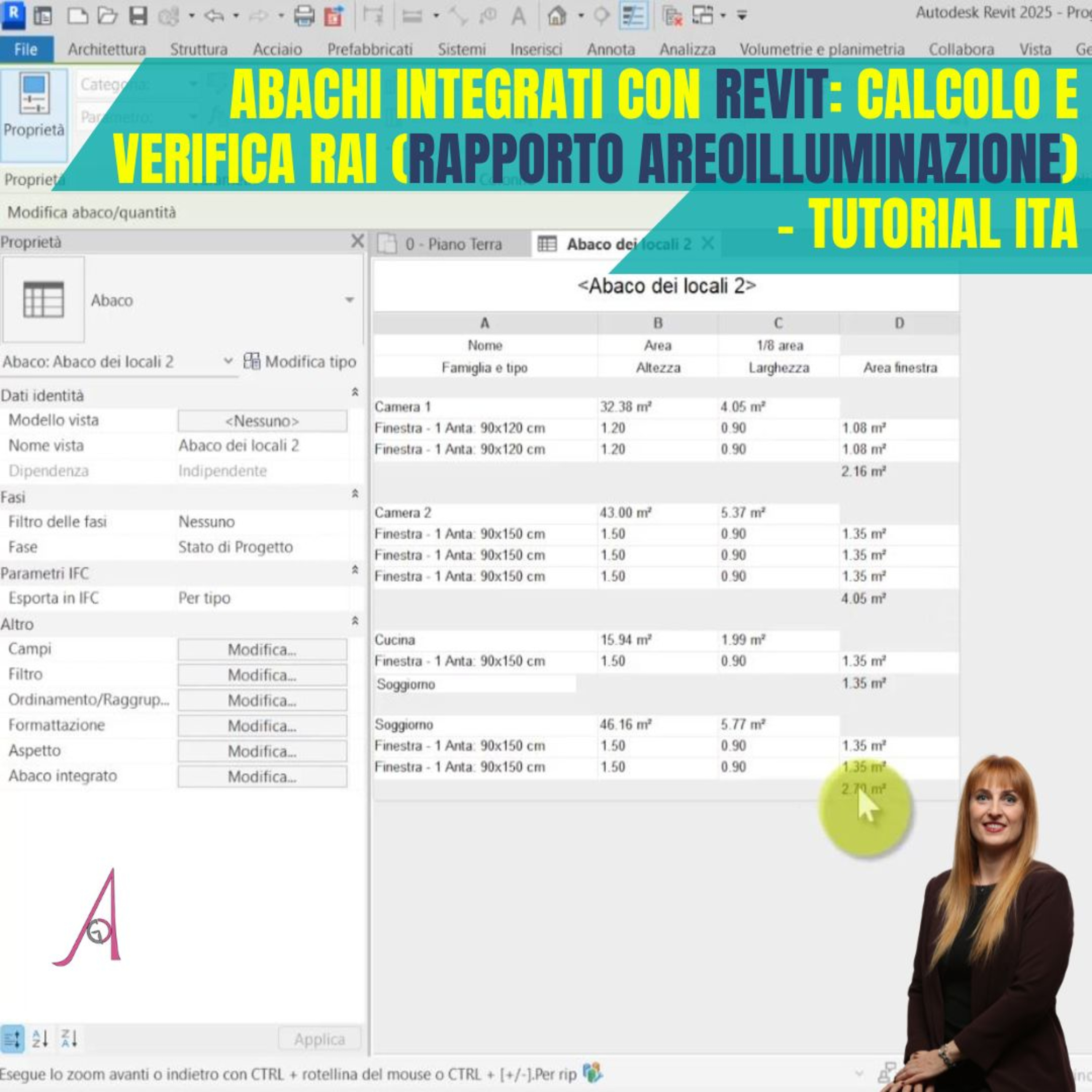 EP 267 - Abachi integrati con Revit: calcolo e verifica RAI (Rapporto Areoilluminazione) - Tutorial ITA episode artwork