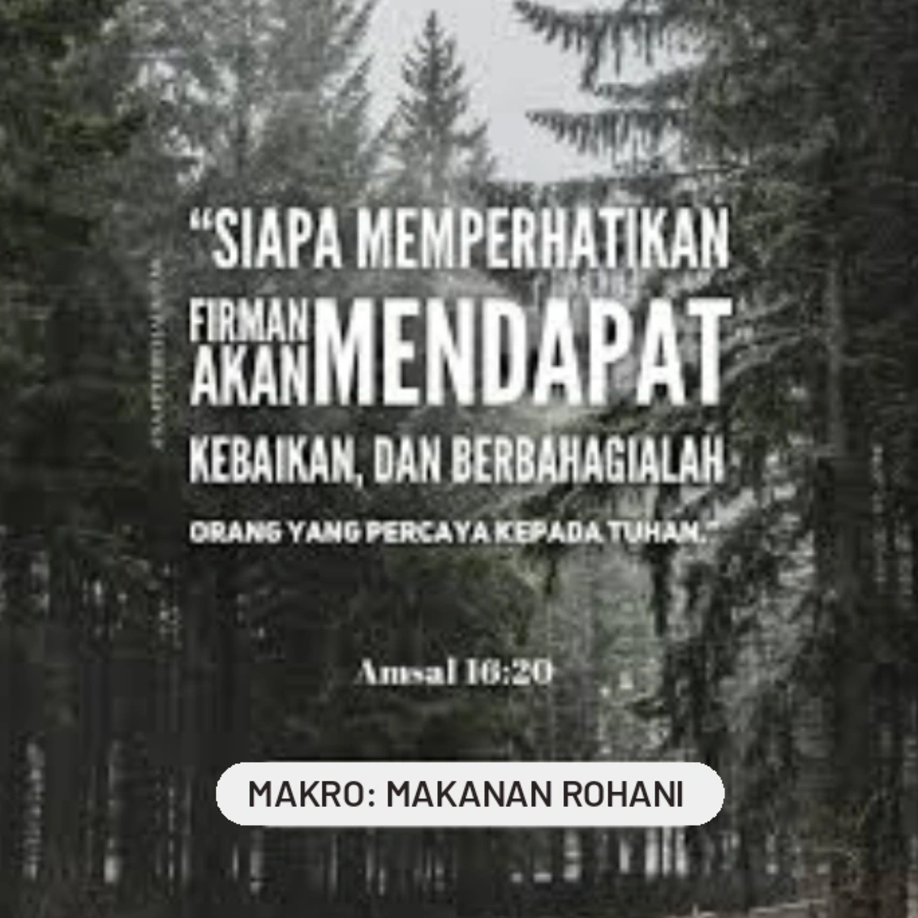 MAKRO: MAKANAN ROHANI, 15 Juli 2025 | Tema: Memperhatikan Firman | Nas: Amsal 16:20