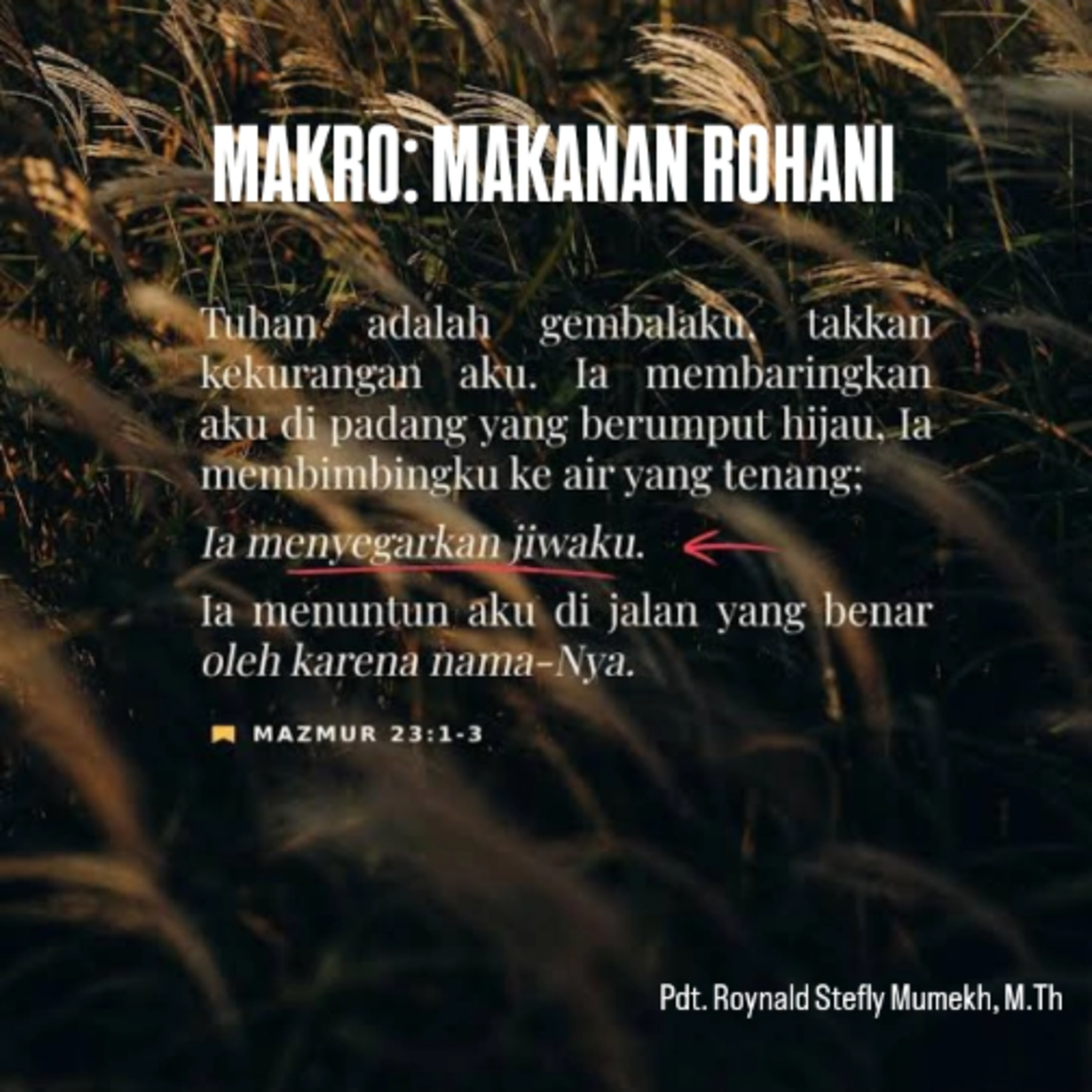 MAKRO: MAKANAN ROHANI, 6 September 2025 | Tema: Bimbingan dan Tuntunan Allah | Nas: Mazmur 23:1-3