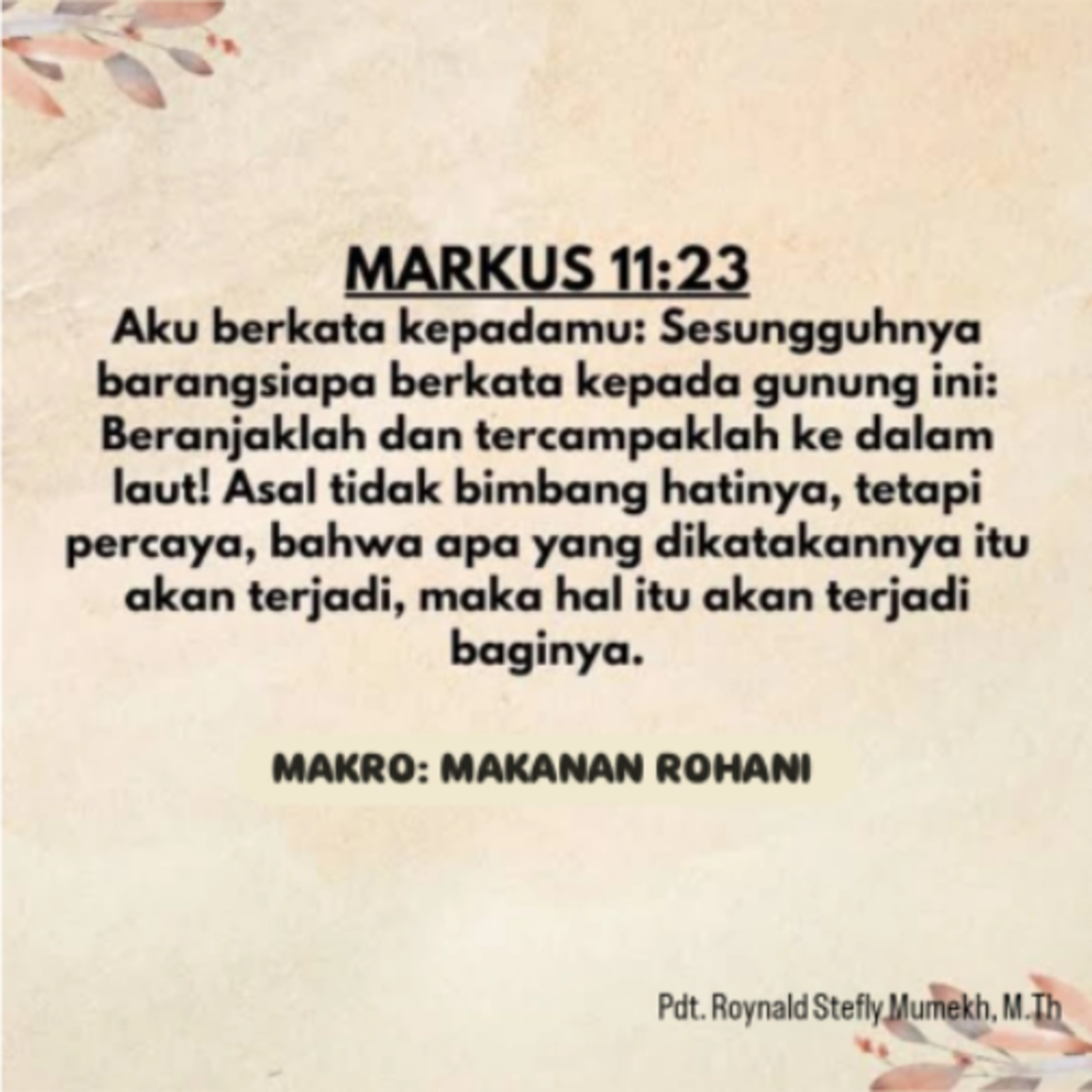 MAKRO: MAKANAN ROHANI, 1 Januari 2026 | Tema: Perkataan Berkat | Nas: Lukas 11:23