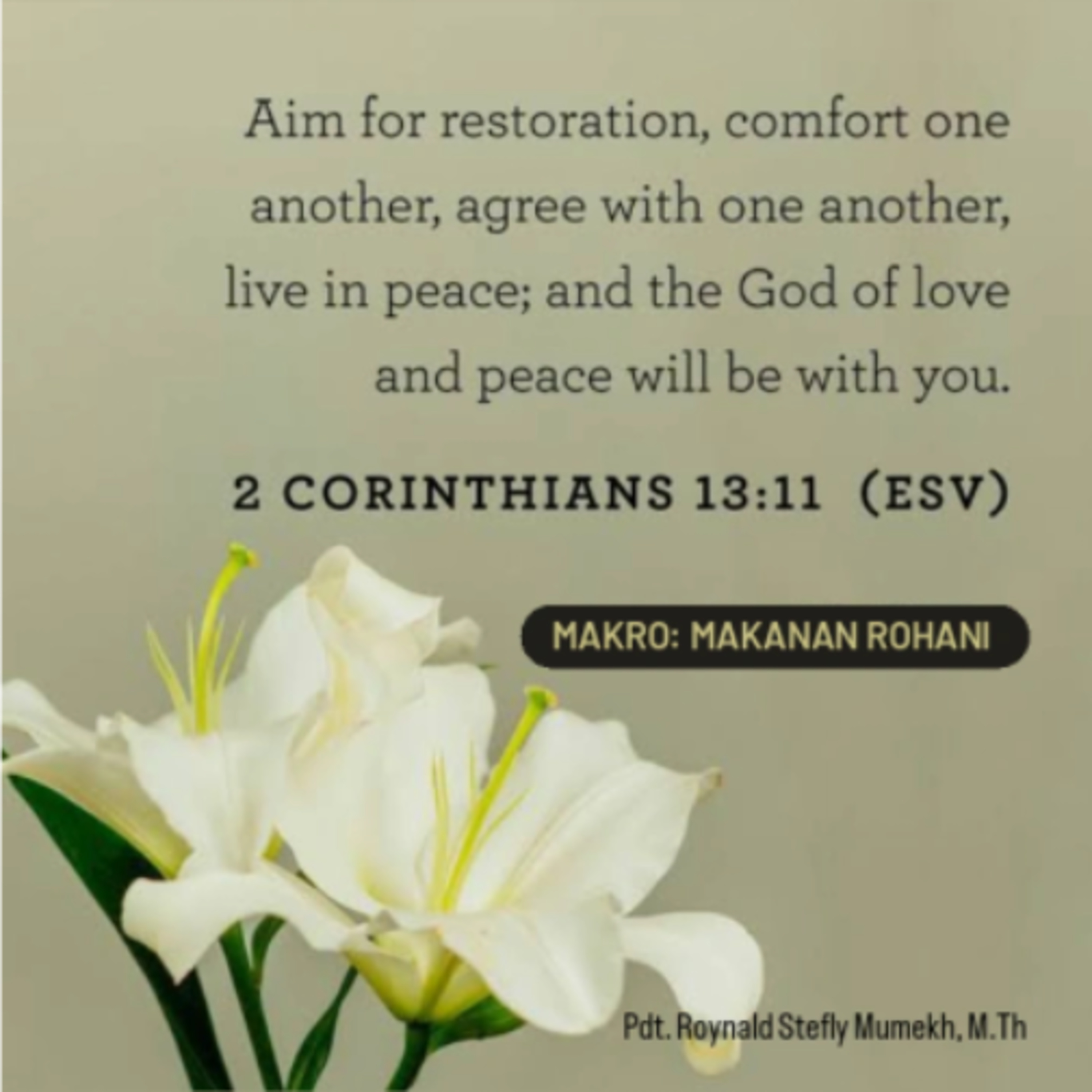 MAKRO: MAKANAN ROHANI, 10 April 2026 | Tema: Live in Peace | Nas: 2 Korintus 13:11