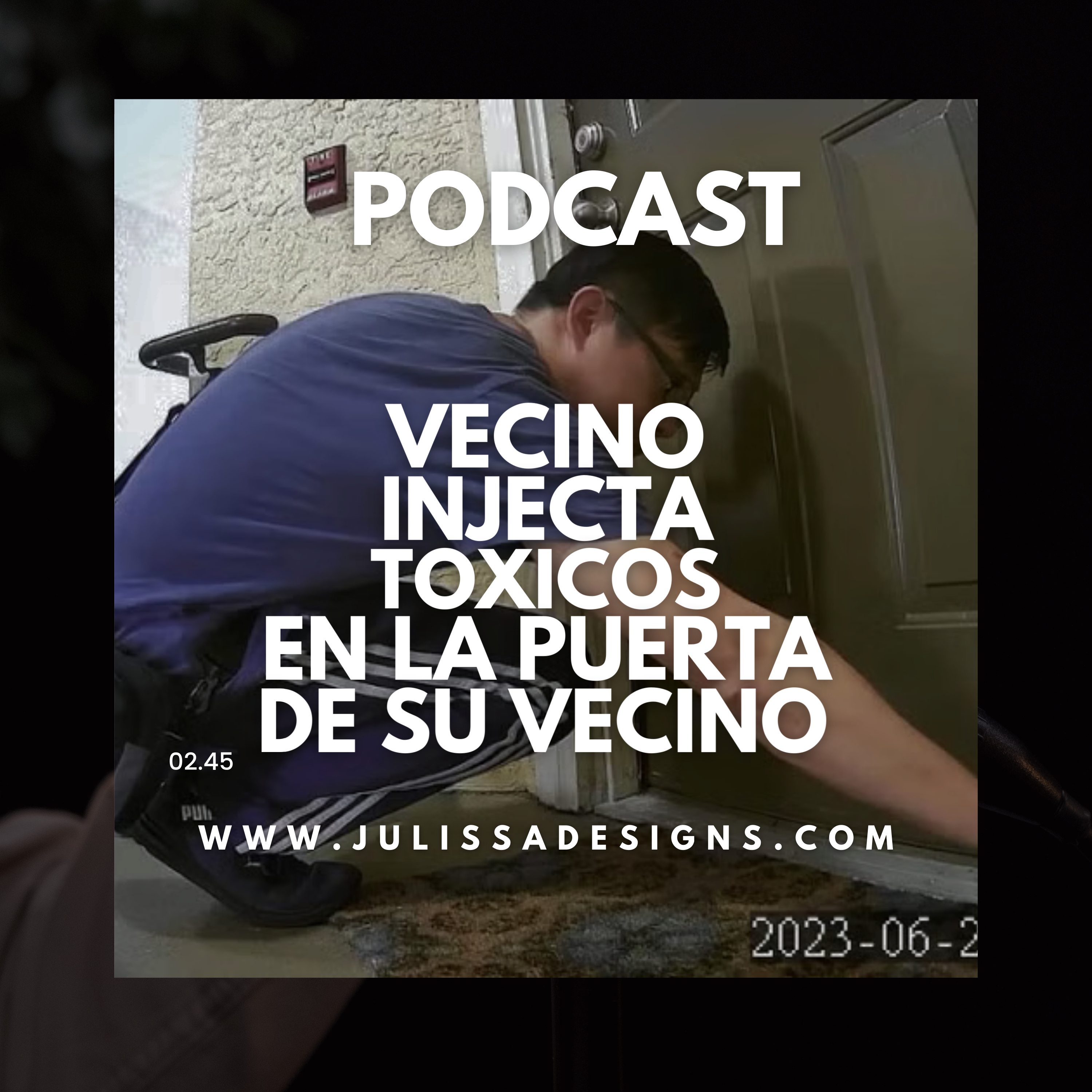 Captado en camara, vecino injecta quimicos en la alfombra de entrada de sus vecinos para intoxicarlos