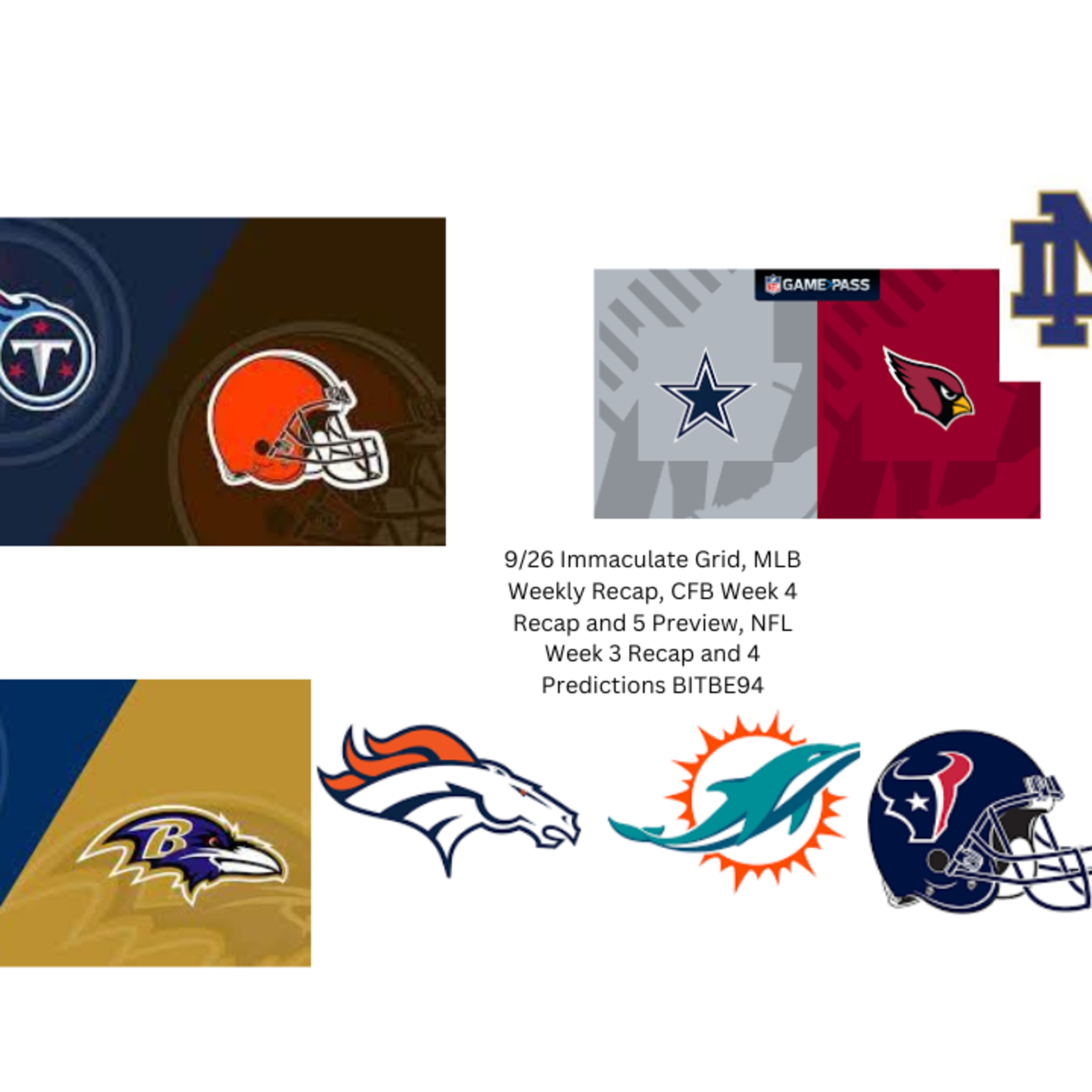 9/26 Immaculate Grid, MLB Weekly Recap, CFB Week 4 Recap and 5 Preview, NFL Week 3 Recap and 4 Predictions episode artwork