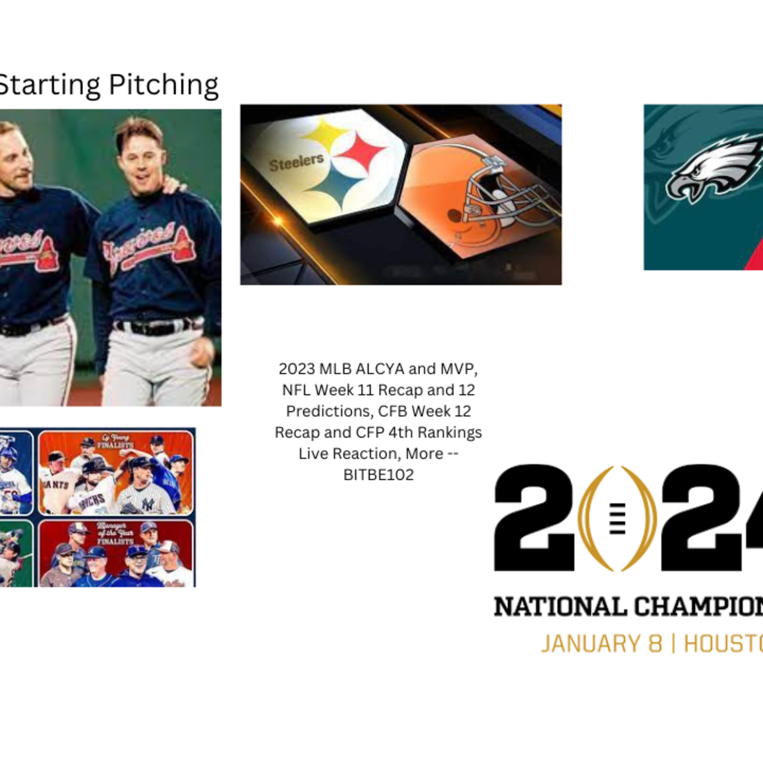 2023 MLB ALCYA and MVP Winners, NFL Week 11 Recap and 12 Predictions, CFB Week 12 Recap and CFP 4th Rankings Live Reaction, More episode artwork