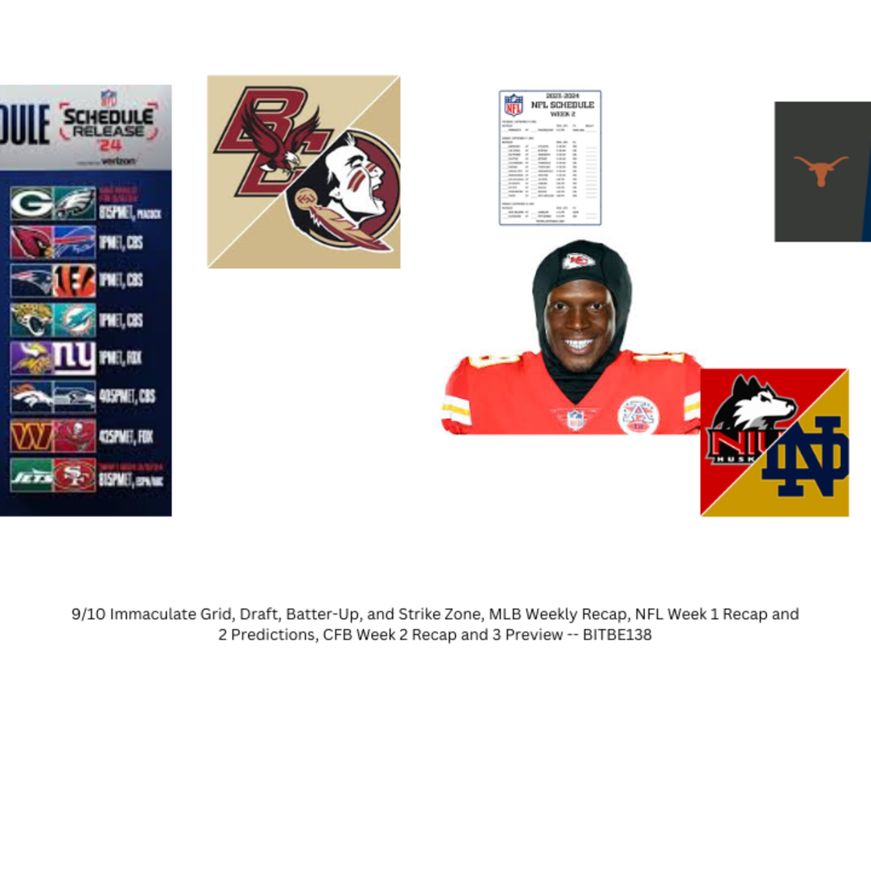 9/10 Immaculate Grid, Draft, Batter-Up, and Strike Zone, MLB Weekly Recap, NFL Week 1 Recap and 2 Predictions, CFB Week 2 Recap and 3 Preview episode artwork