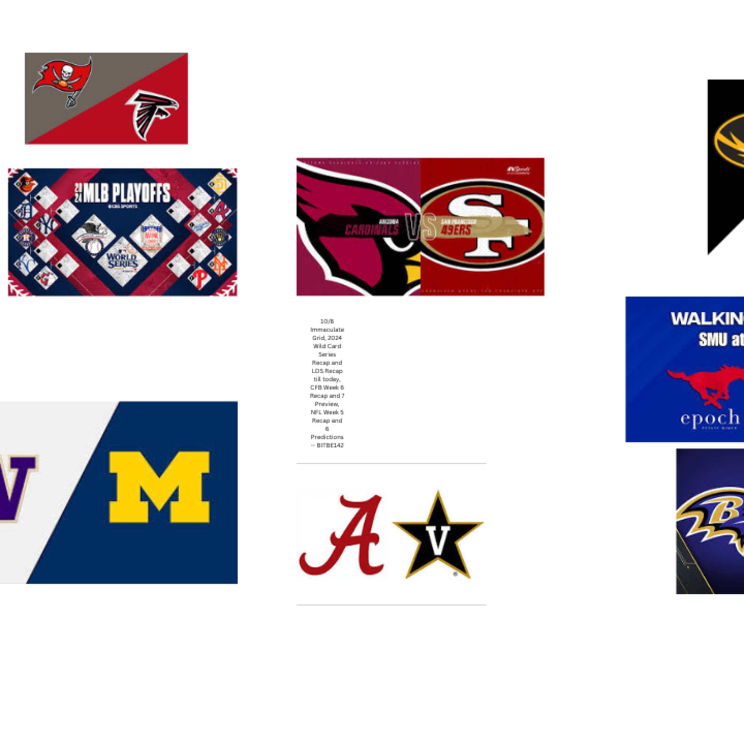 10/8 Immaculate Grid, 2024 MLB Wild Card Series Recap and LDS Review, CFB Week 6 Recap and 7 Preview, NFL Week 5 Recap and 6 Predictions episode artwork