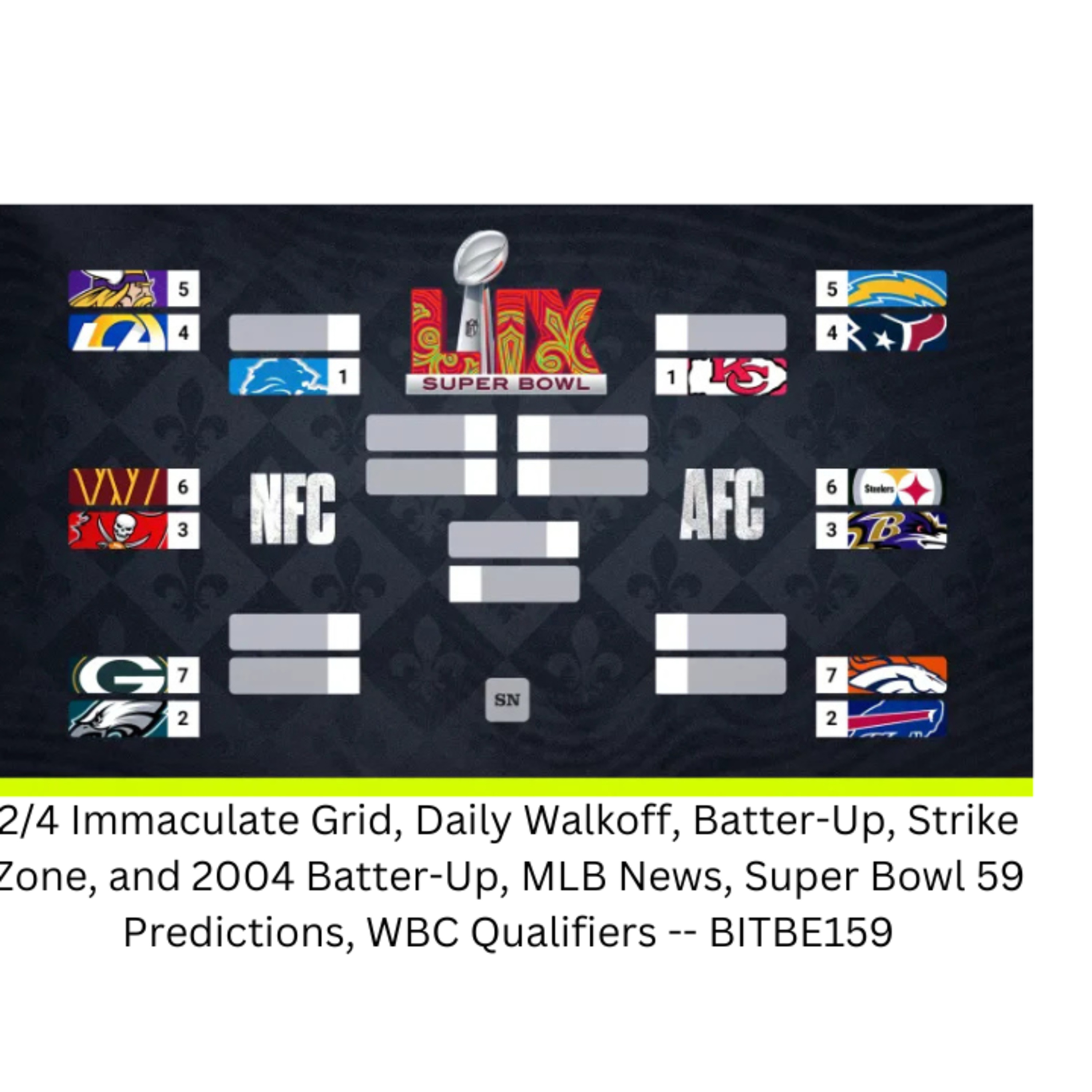 2/4 Immaculate Grid, Daily Walkoff, Batter-Up, Strike Zone, 2004 Batter-Up, Super Bowl 59 Prediction, MLB News, WBC Qualifiers episode artwork
