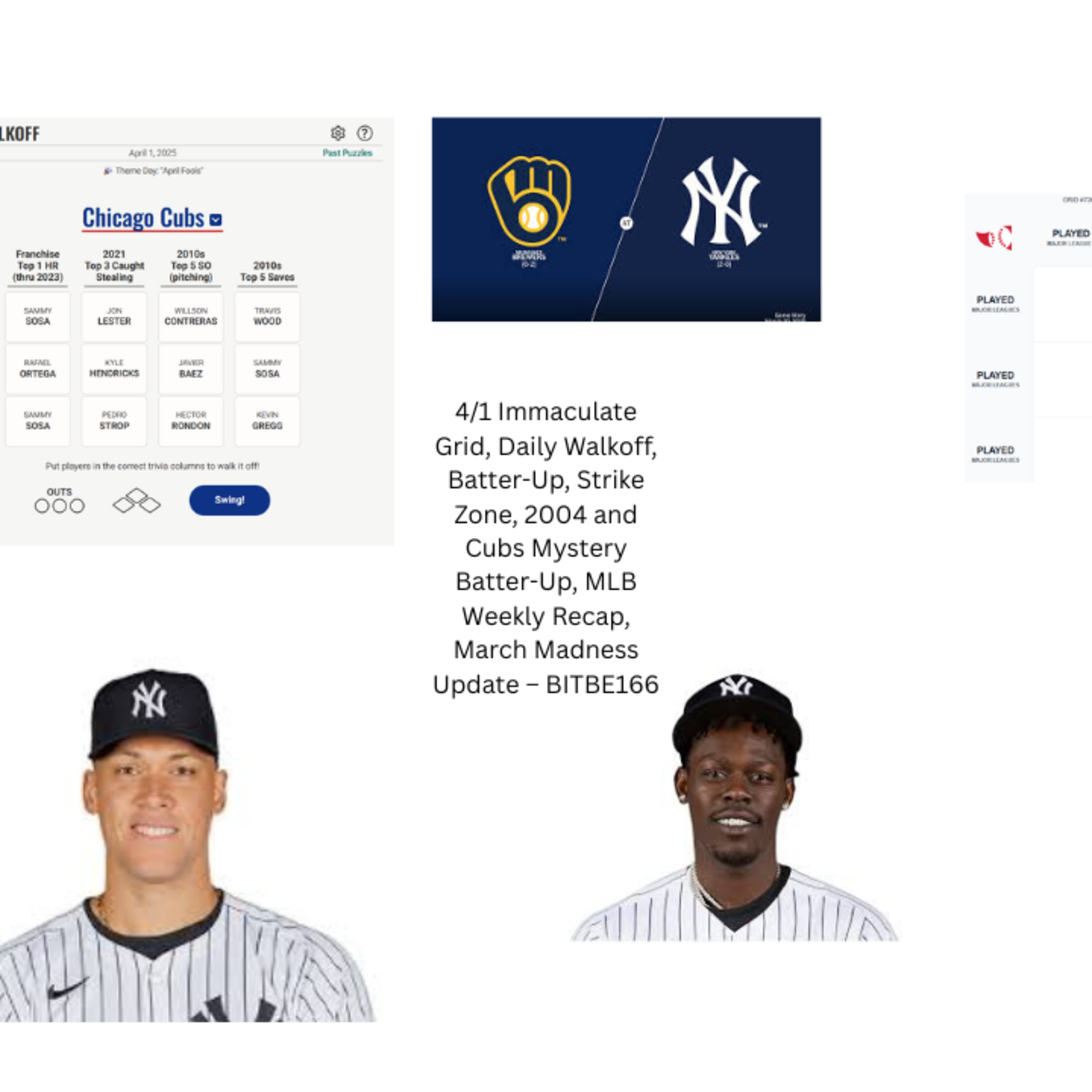 4/1 Immaculate Grid, LAD SDP Daily Walkoff, Batter-Up. Strike Zone, 2004 and Cubs Mystery Batter-Up, MLB Weekly Recap, 2025 Mens March Madness Update episode artwork