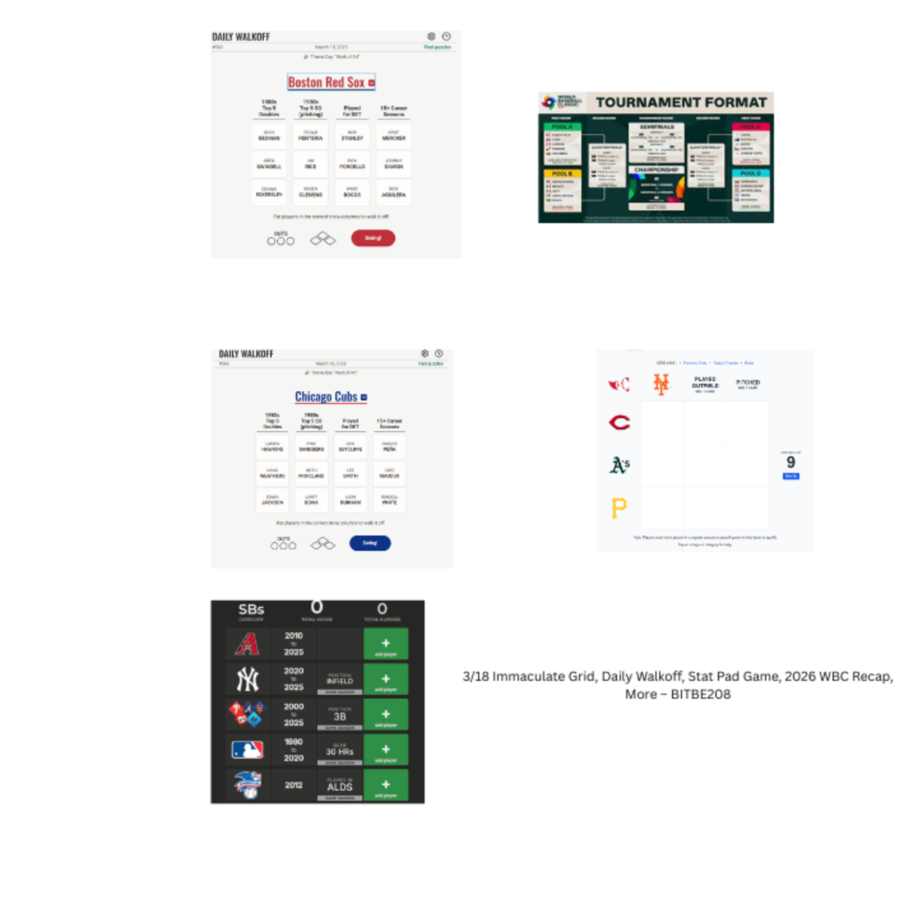3/18 Immaculate Grid, BOS & CHC Daily Walkoff, MLB Statpad Game, 2026 World Baseball Classic Recap, More episode artwork