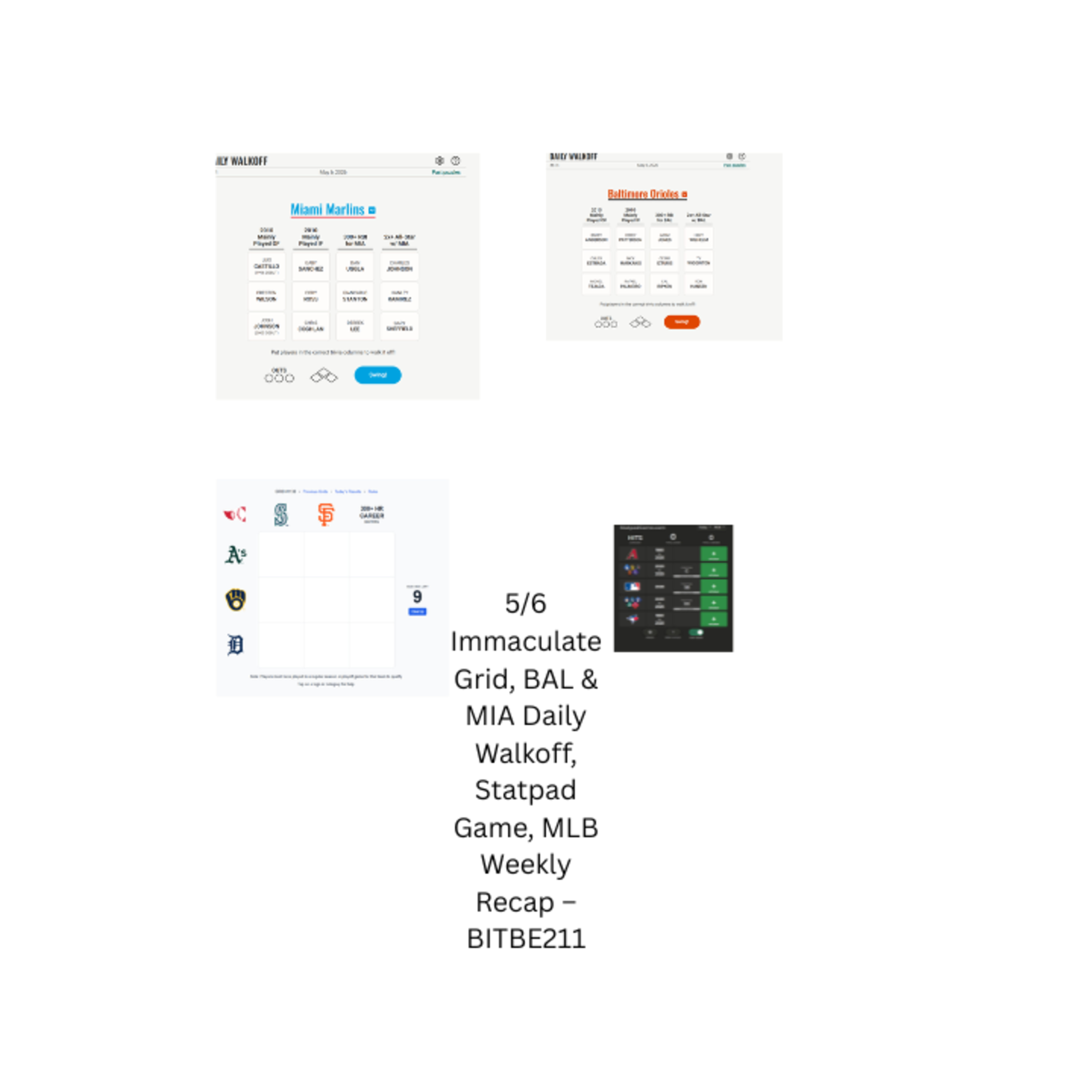 5/6 Immaculate Grid, BAL & MIA Daily Walkoff, Statpad Game, MLB Weekly Recap episode artwork