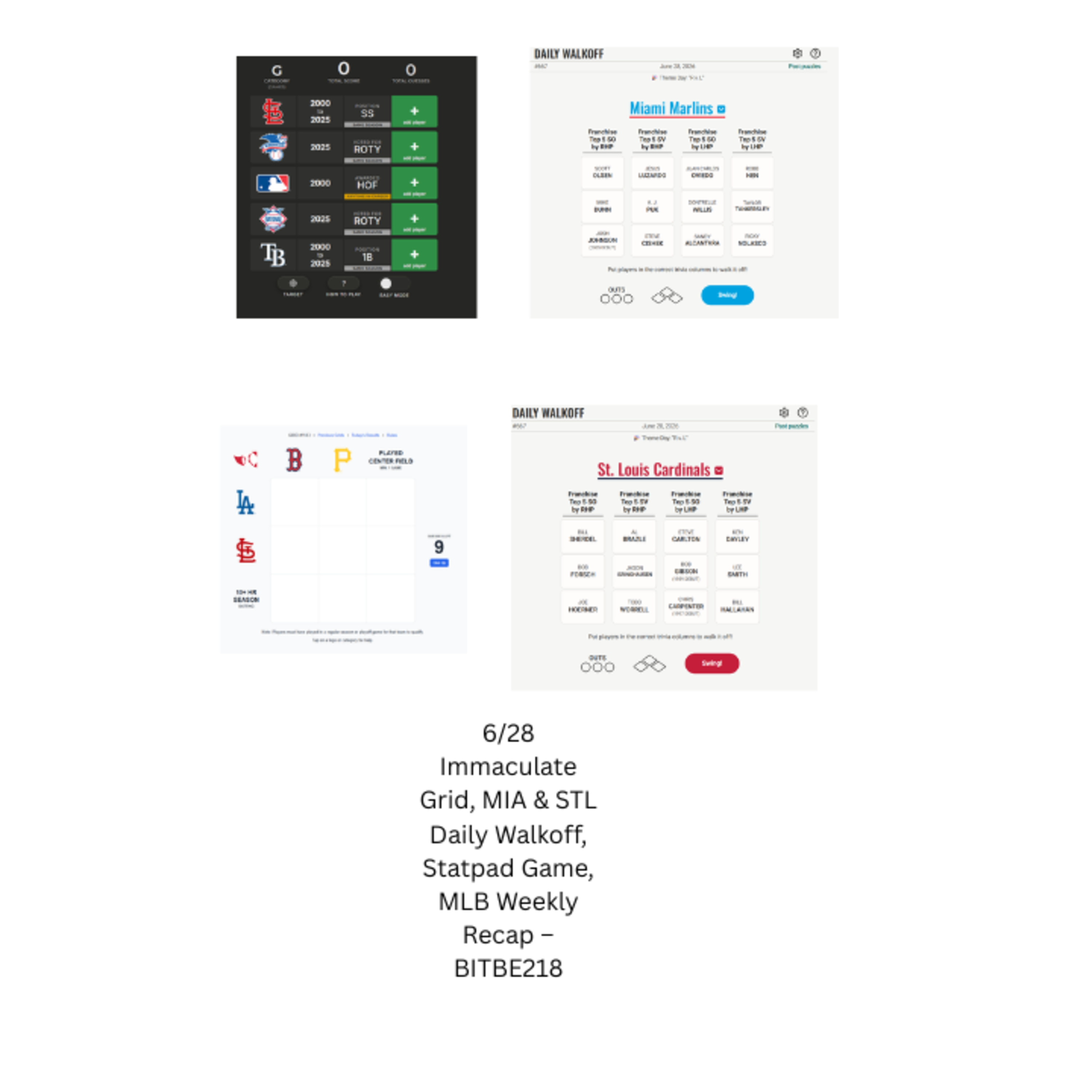 6/28 Immaculate Grid, MIA & STL Daily Walkoff, Statpad Game, MLB Weekly Recap episode artwork