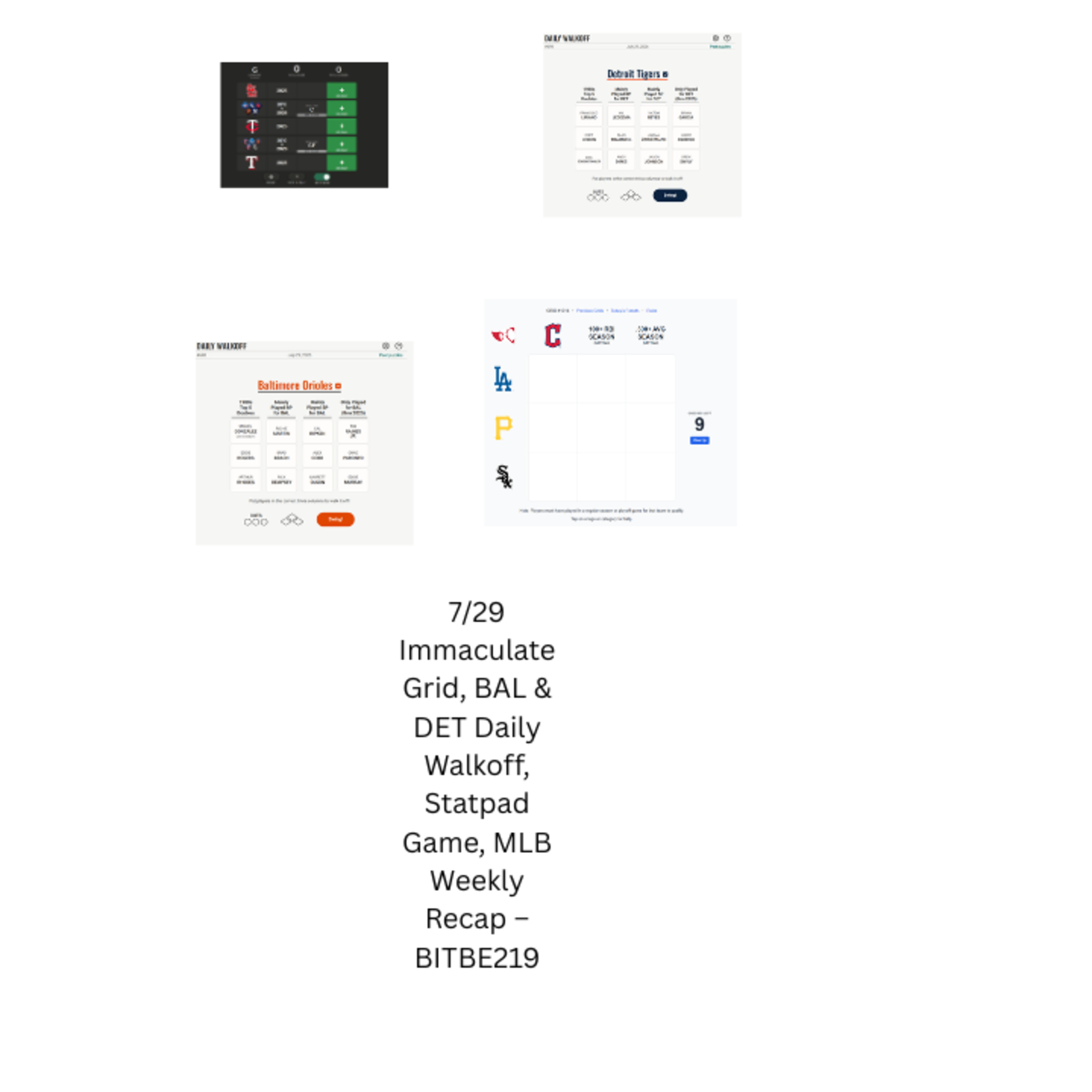 7/29 Immaculate Grid, BAL & DET Daily Walkoff, Statpad Game. MLB Weekly Recap episode artwork