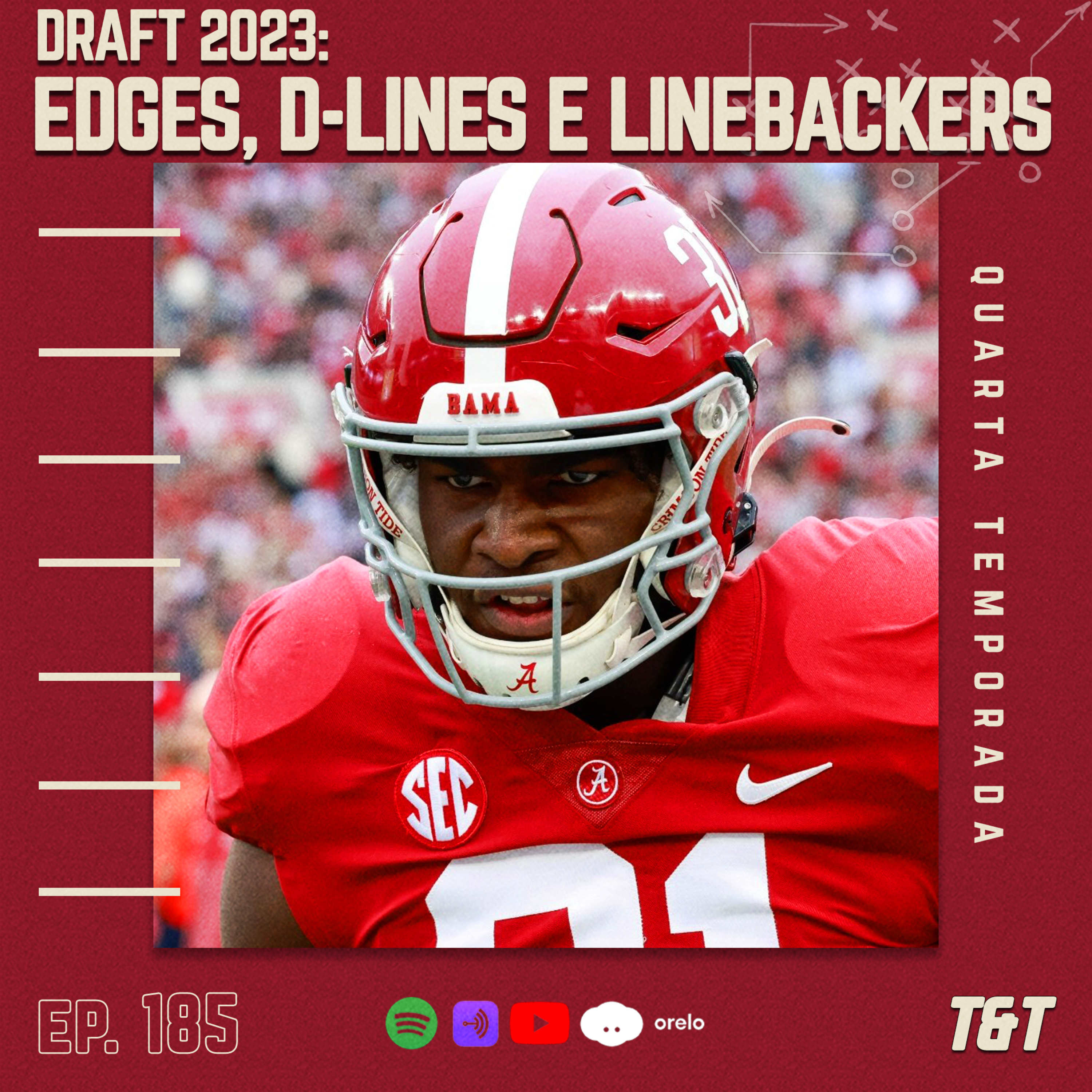 T&T NFL #185: Draft 2023 - EDGEs, defensive linemans e linebackers episode artwork