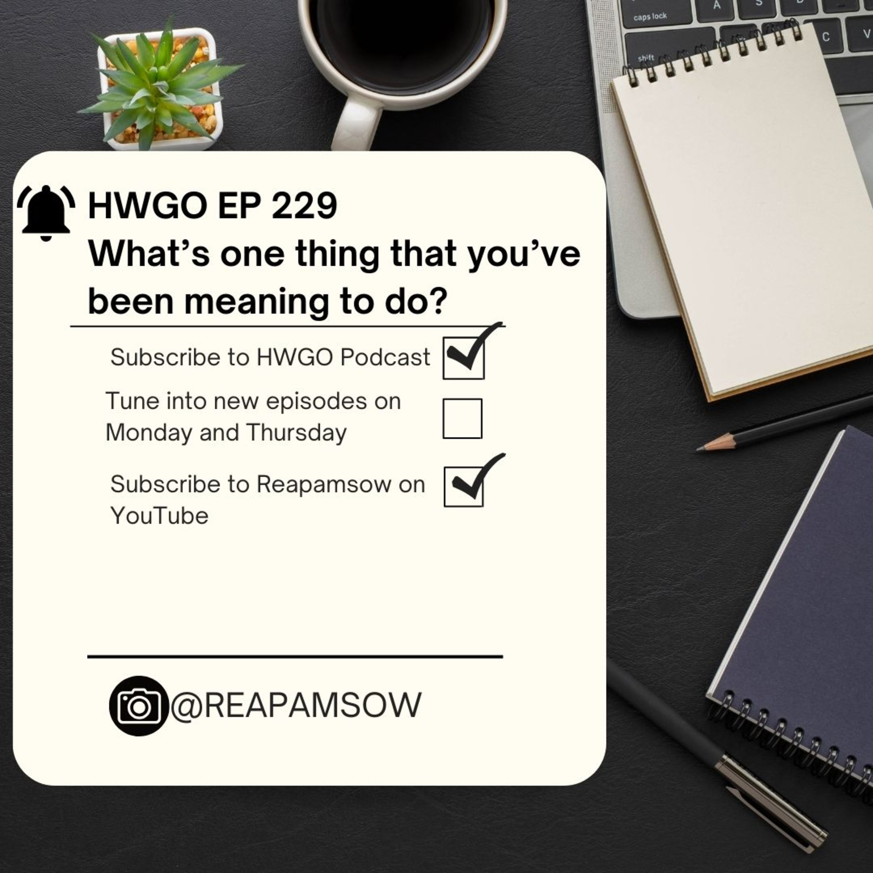 HWGO EP 229 What's one thing that you’ve been meaning to do? episode artwork