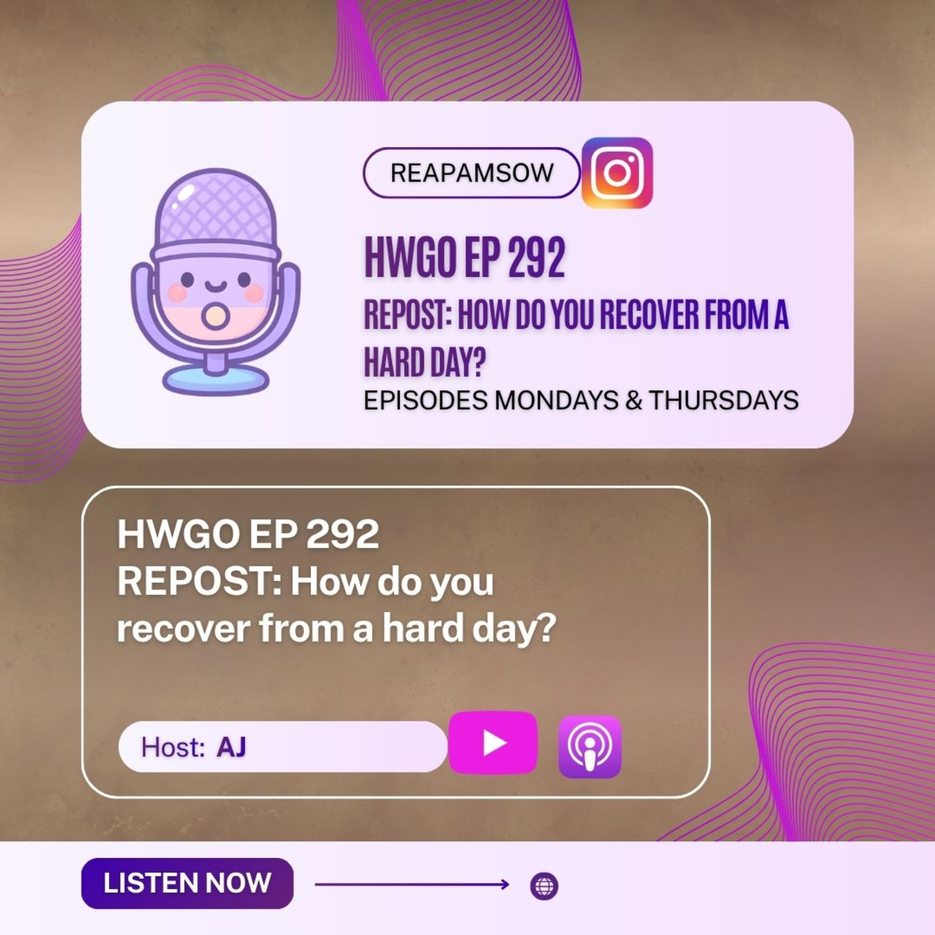 HWGO EP 292 How do you recover from a hard day? episode artwork