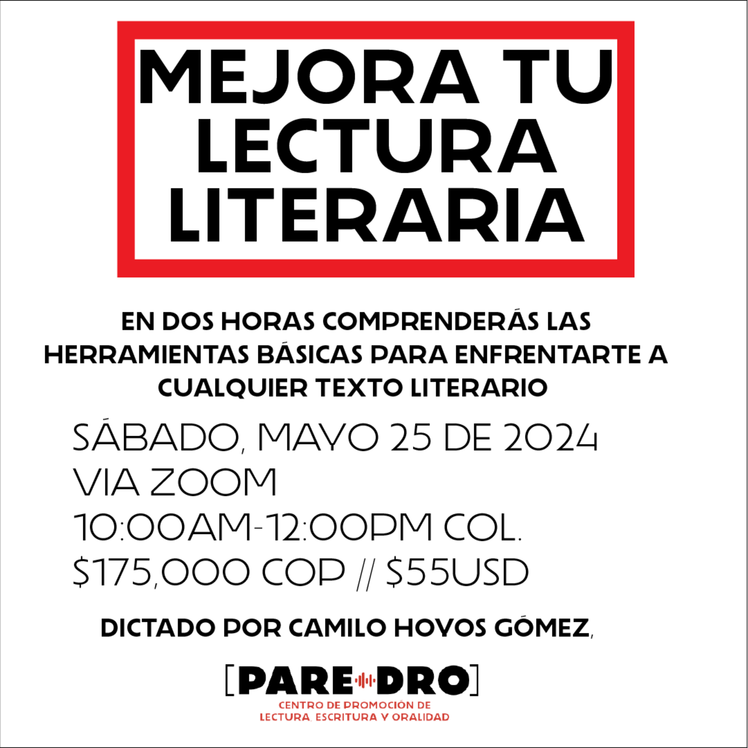 Invitación al curso MEJORA TU LECTURA LITERARIA, Sábado 25 de mayo de 2024 episode artwork