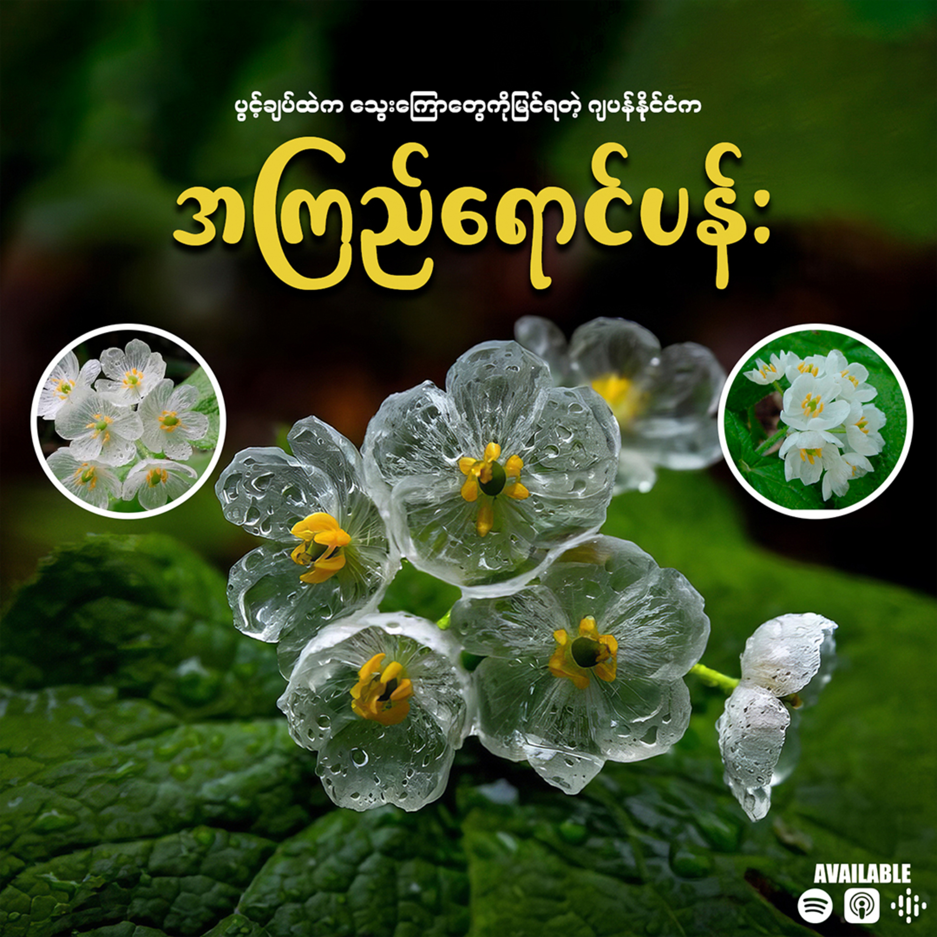 "ရေစိုရင် Crystal လိုကြည်လင်လာတဲ့ အရိုးငြမ်းပန်းပွင့်" (Skeleton Flowers)