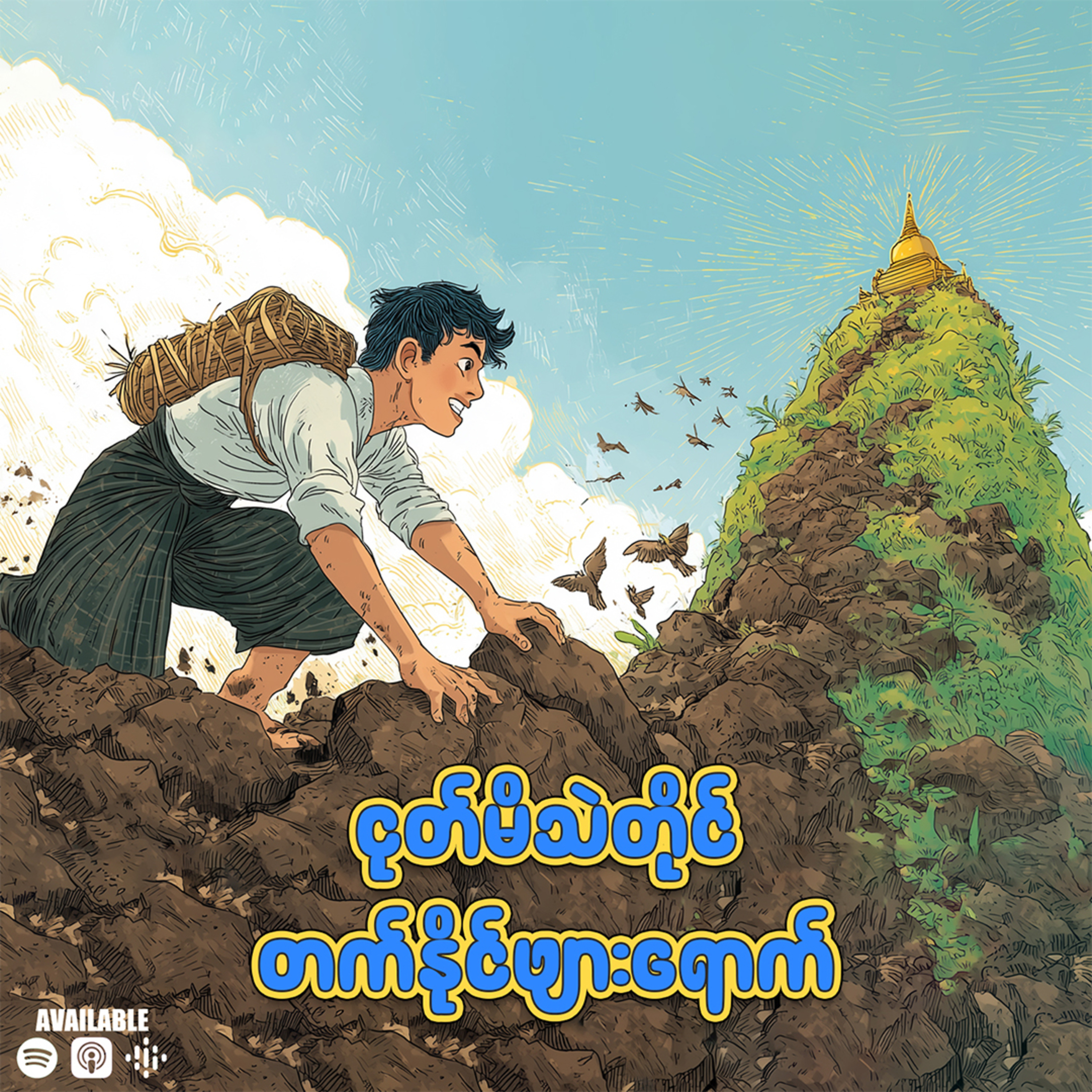 "ငုပ်မိသဲတိုင်၊ တက်နိုင်ဖျားရောက်"