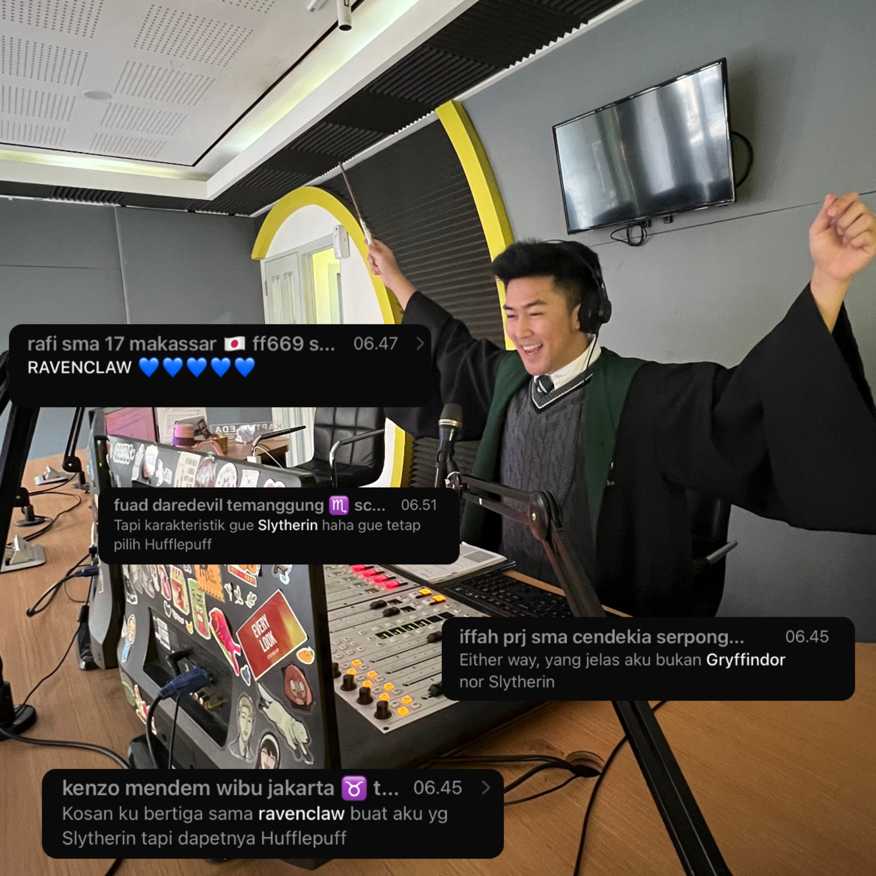 day 684. hbd: RM mix + hogwarts: sorting hat / kelas: throwback / mtv vma 2024 + quiz: PS5 / .feast: rock mix episode artwork